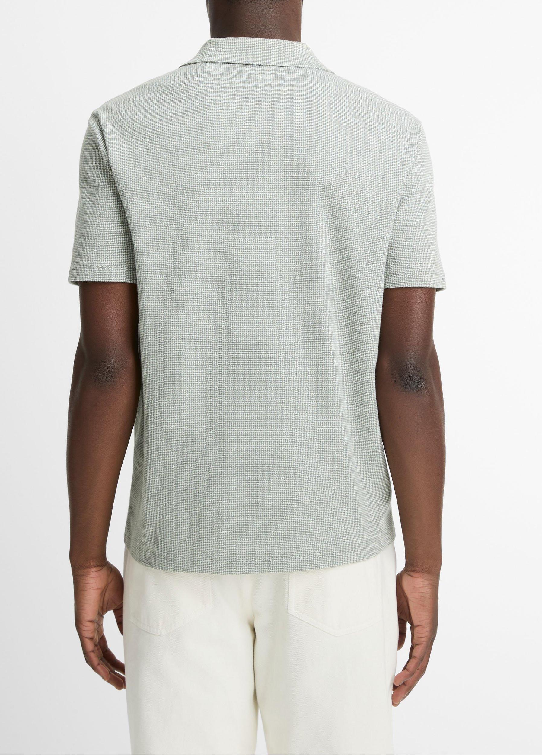 Houndstooth Pima Cotton Johnny-Collar Polo Shirt Product Image