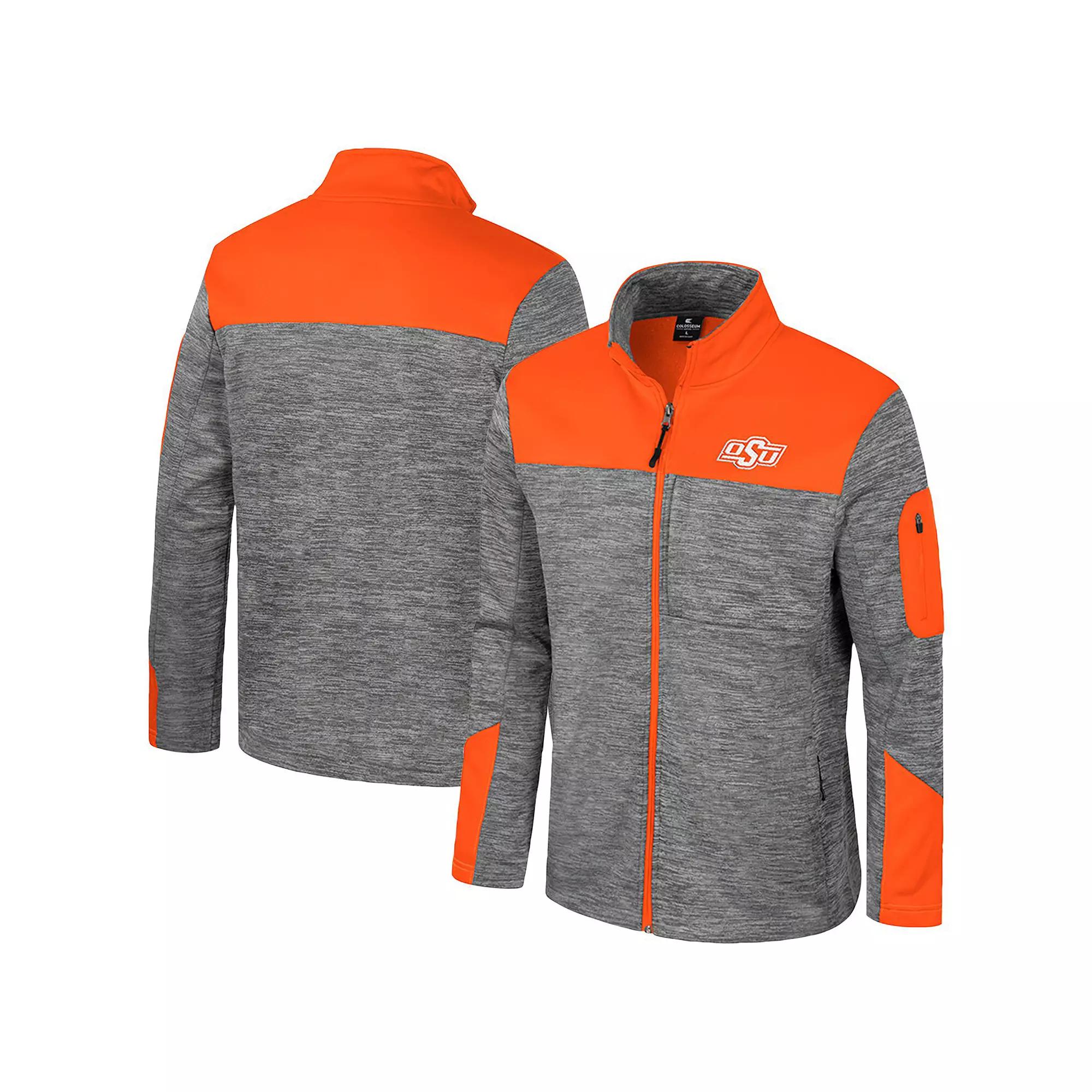Men's Colosseum  Gray/Orange Oklahoma State Cowboys Guard Full-Zip Jacket, Size: 2XL, Grey Product Image