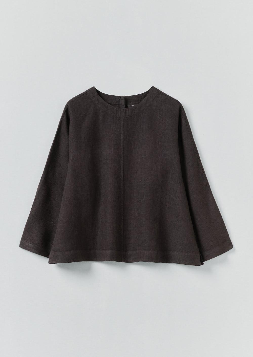 Garment Dyed Linen Top | Black Pepper Product Image