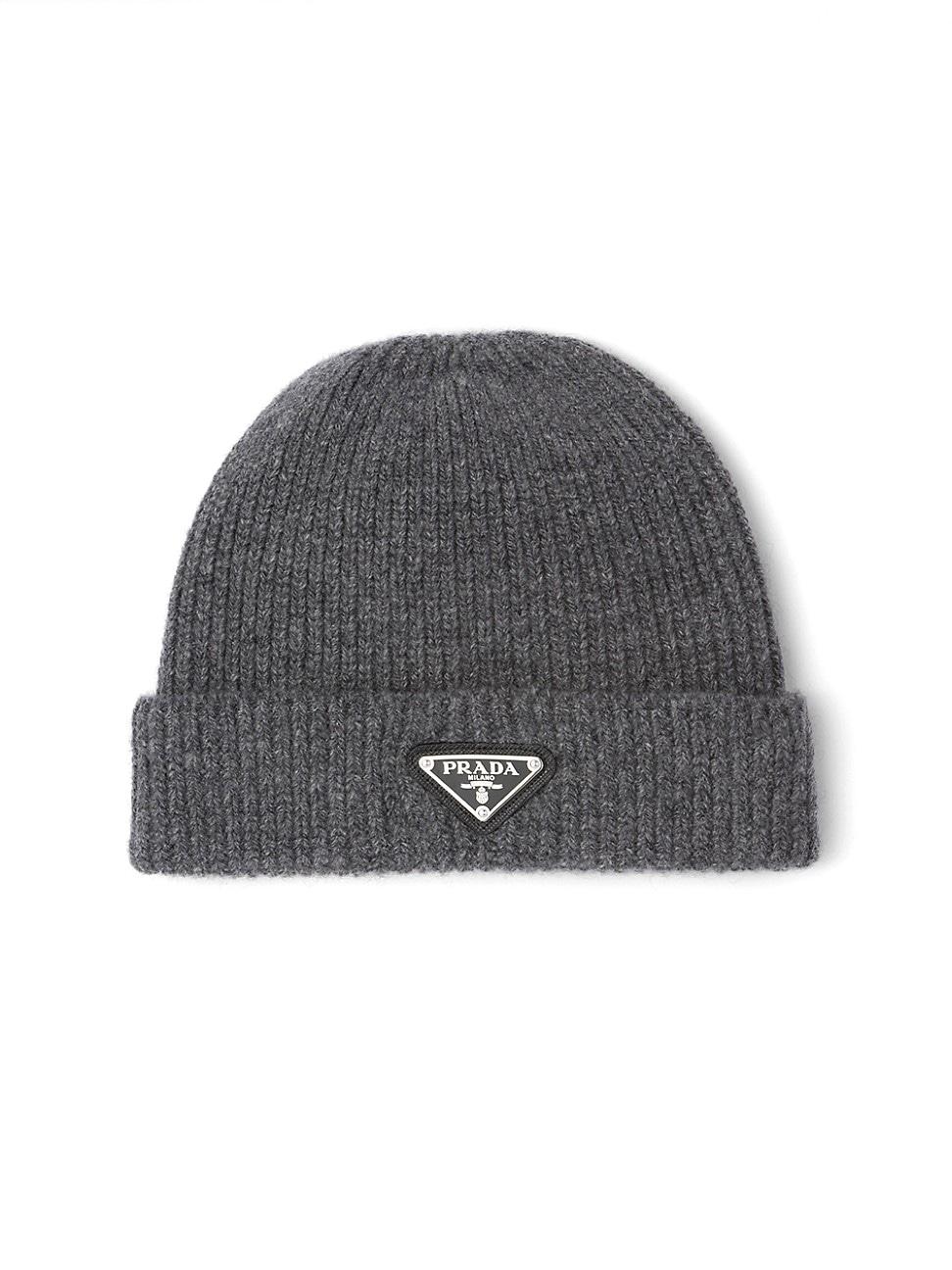 Mens Wool-Cashmere Ribbed Beanie Hat with Symbole Product Image