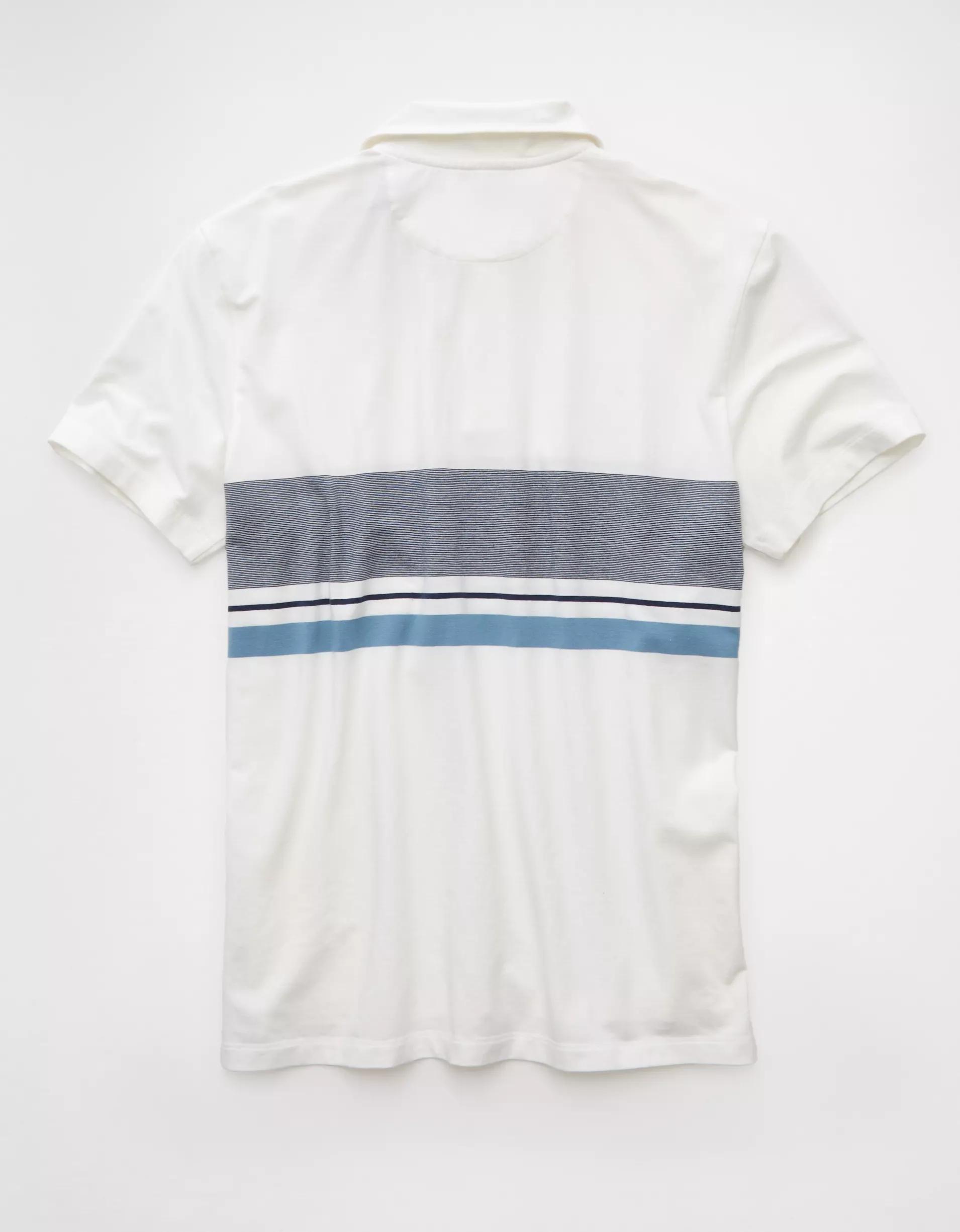 AE 24/7 Club Logo Striped Polo Shirt Product Image