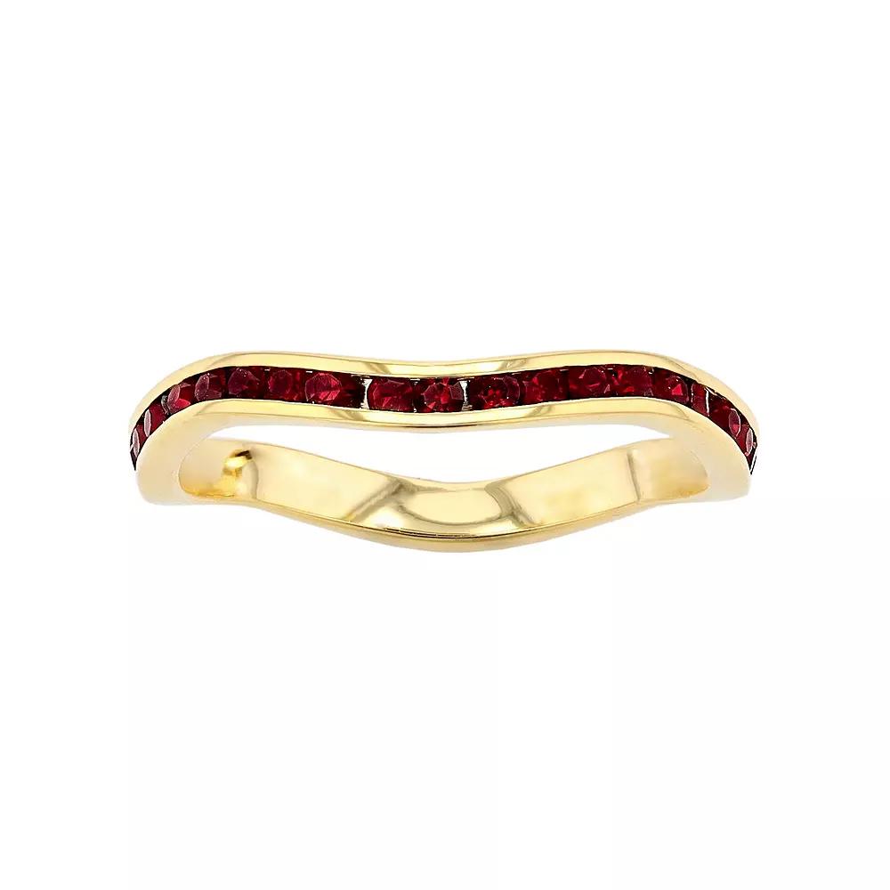 Traditions Jewelry Company 18k Gold Over Silver Birthstone Crystal Wave Ring, Womens Gold Over Sterling Jan Product Image