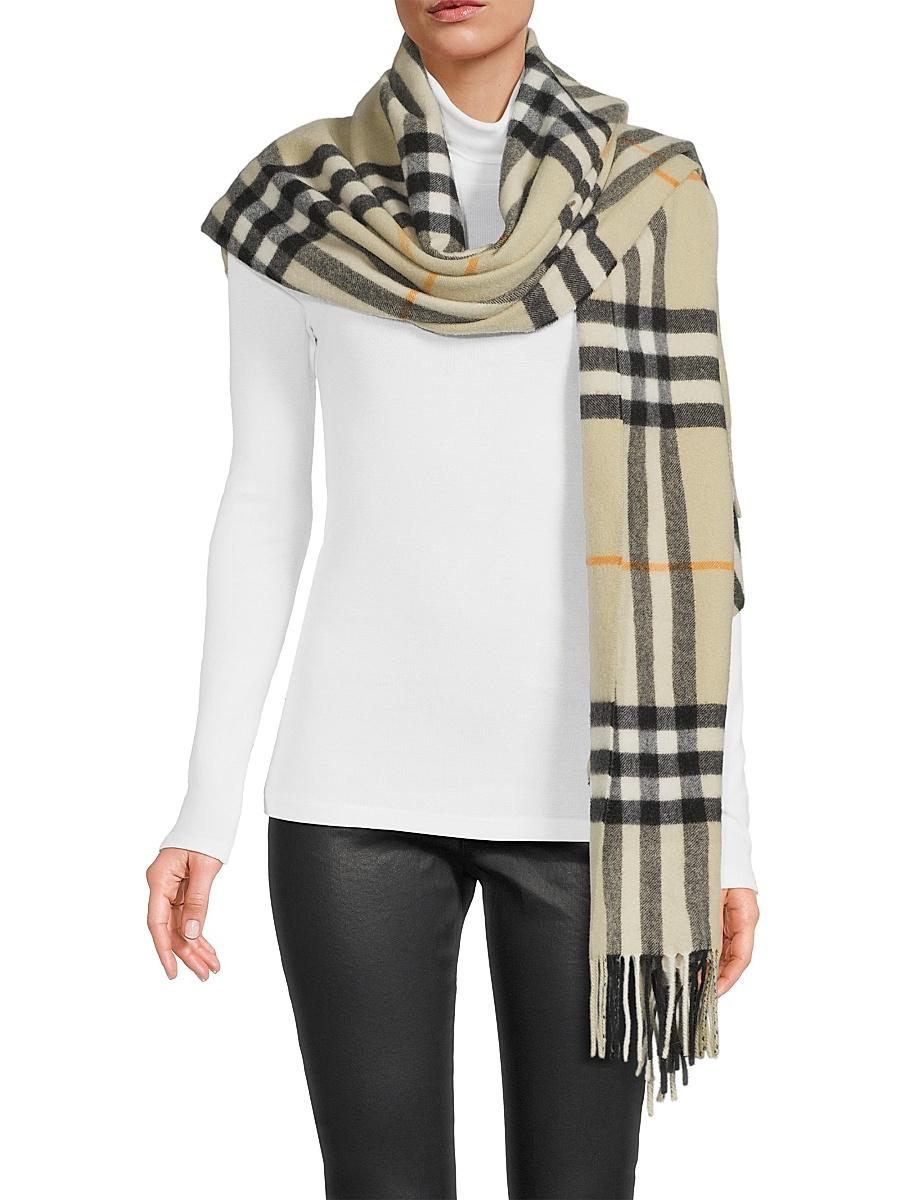 Womens Check Cashmere Scarf Product Image