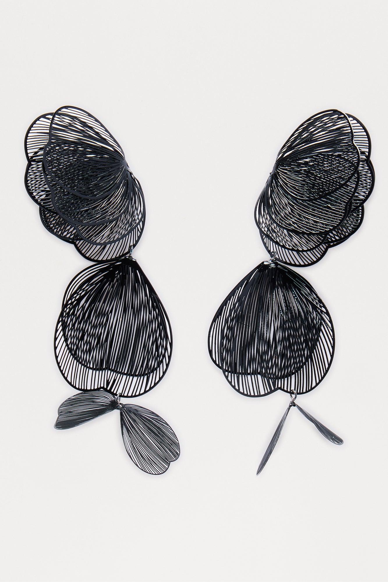 Valentina Floral Drop Earrings - Black Female Product Image