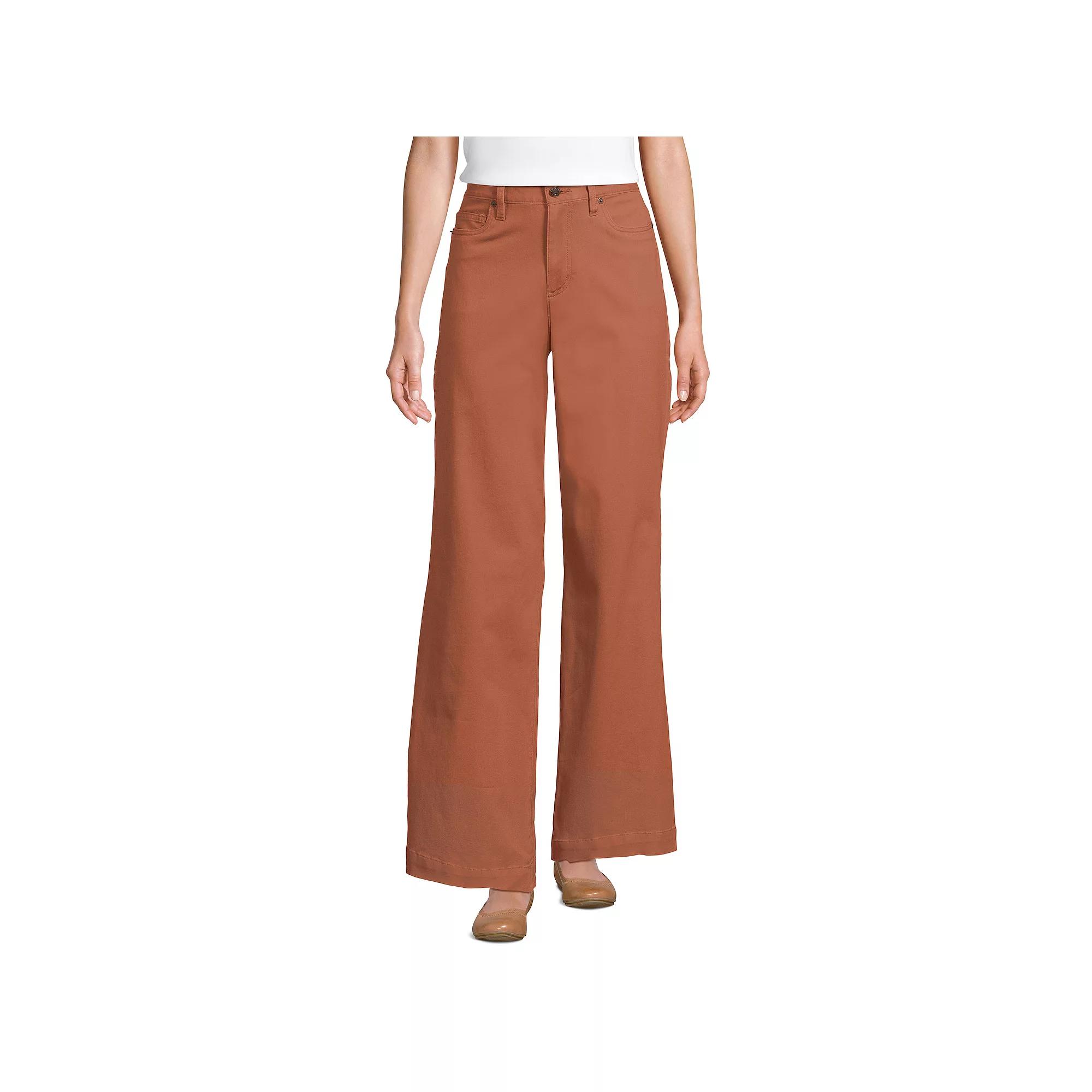 Women's Lands End High-Rise Wide Leg Chino Pants,  Product Image