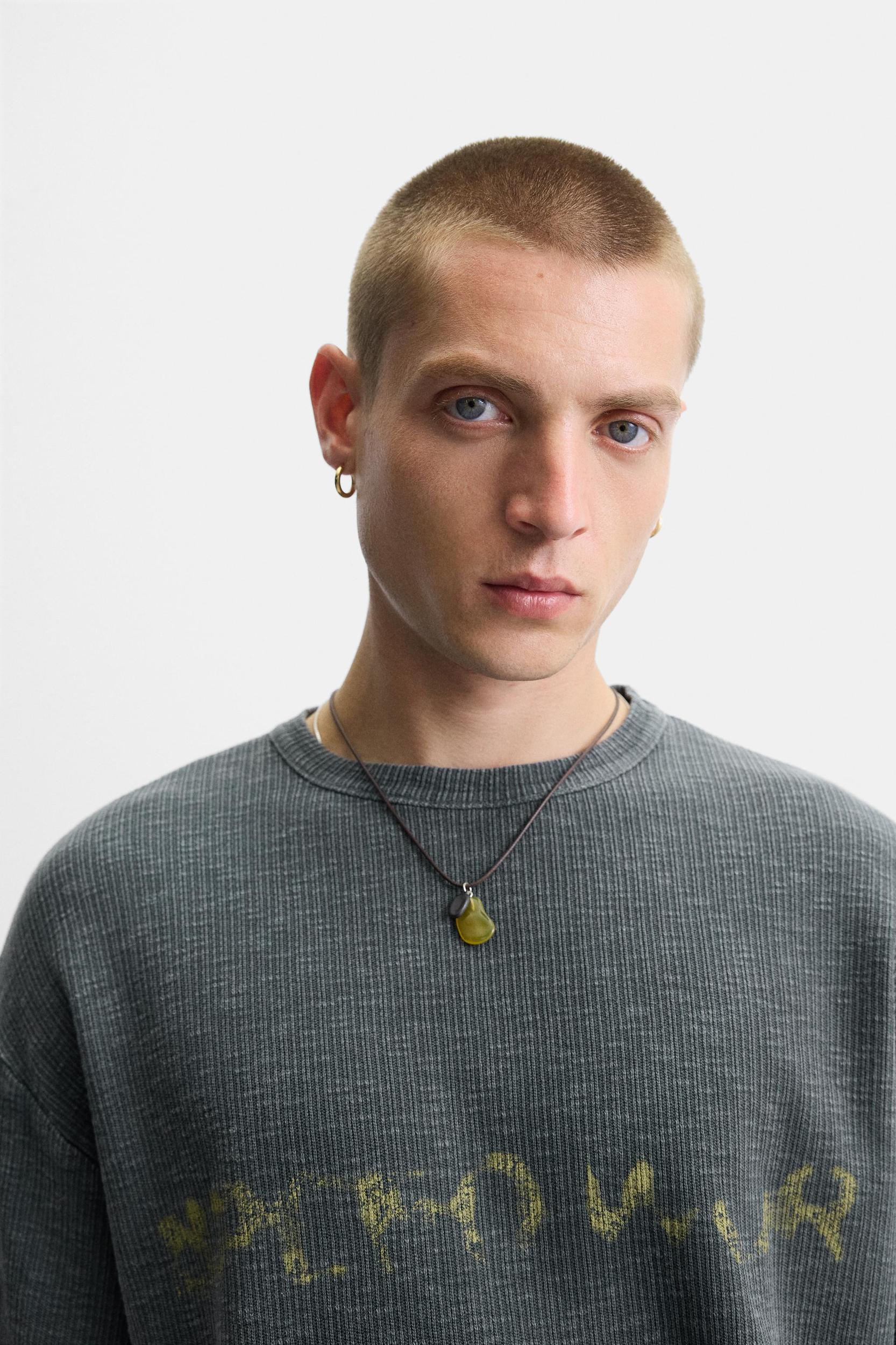 WASHED PRINT KNIT T-SHIRT Product Image