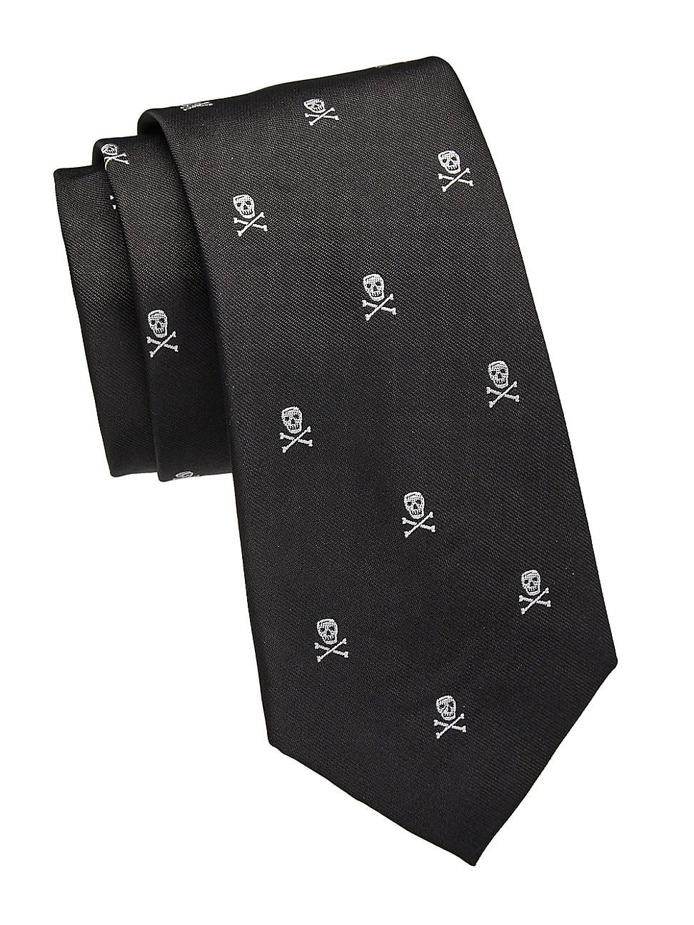 Mens Skull Crossbones Silk Tie Product Image