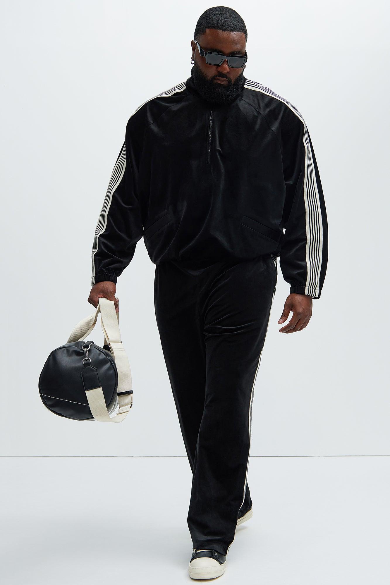 Up N' Down Velvet Track Pants - Black Product Image