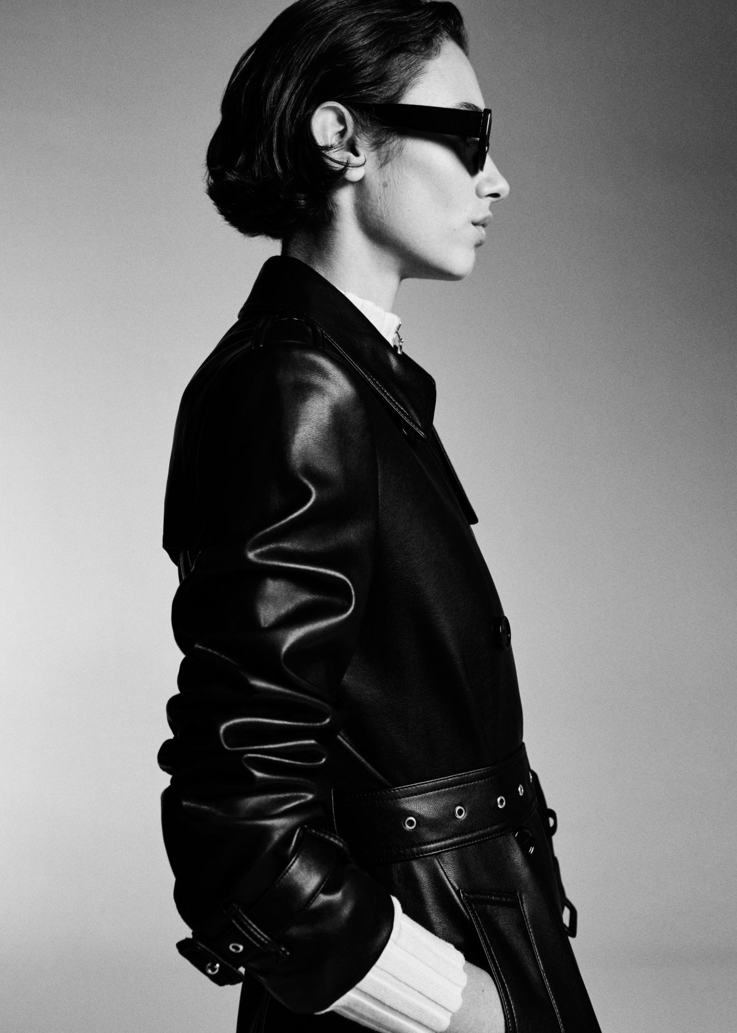 Leather-effect trench coat - Women | MANGO USA Product Image