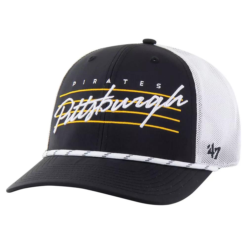 Men's '47 Black Pittsburgh Pirates Downburst Trucker Adjustable Hat Product Image