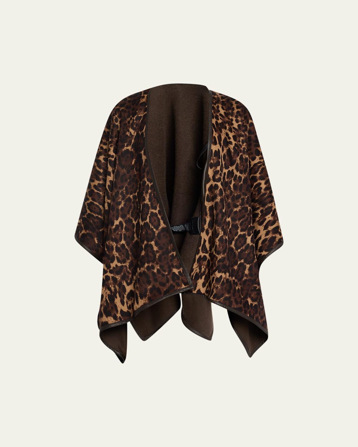 Reversible Jaguar Cashmere & Leather Cape Product Image