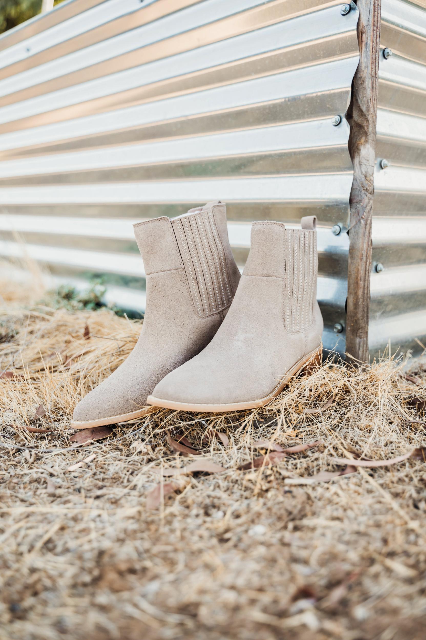 Leonor Suede Ankle Boot in Taupe (Online Exclusive) Product Image