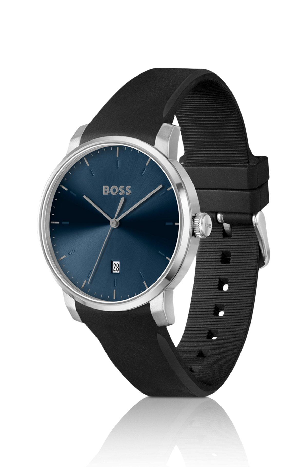 BOSS - Silicone-strap watch with blue dial Product Image