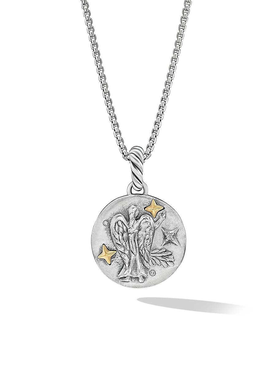 Womens Amulet in Sterling Silver with 18K Yellow Gold and Diamonds, 19MM Product Image