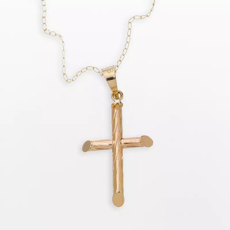 10k Gold Tube Cross Pendant, Womens Product Image