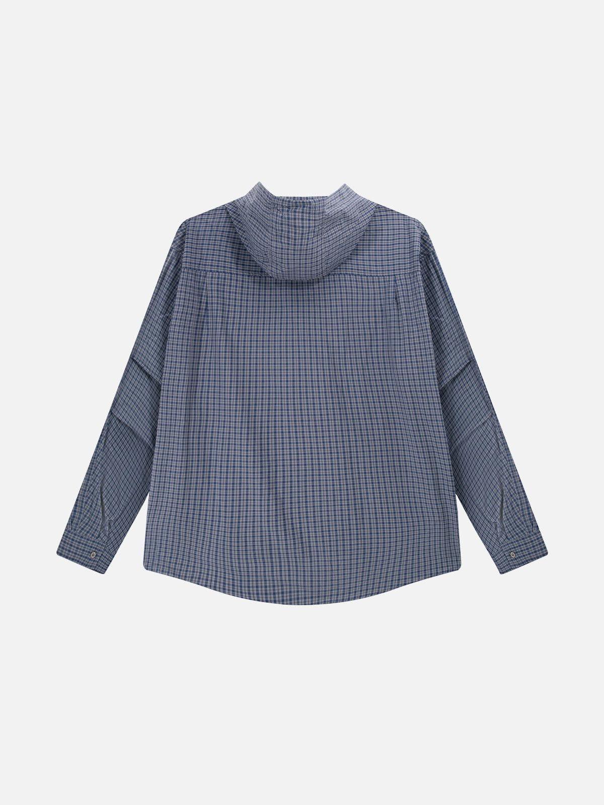 Aelfric Eden Plaid Hooded Long Sleeve Shirt Product Image