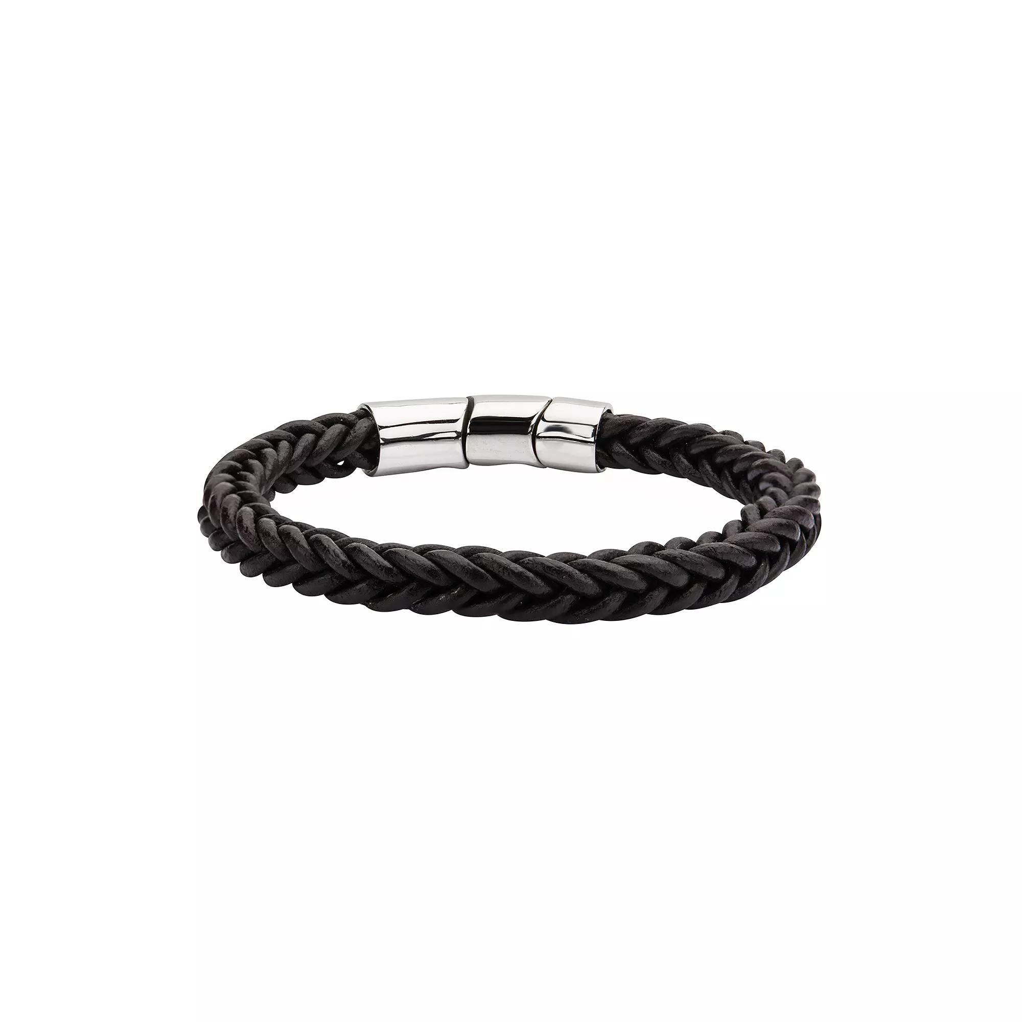 DANTE Men's Braided Brown Leather Magnetic Bracelet,  Product Image