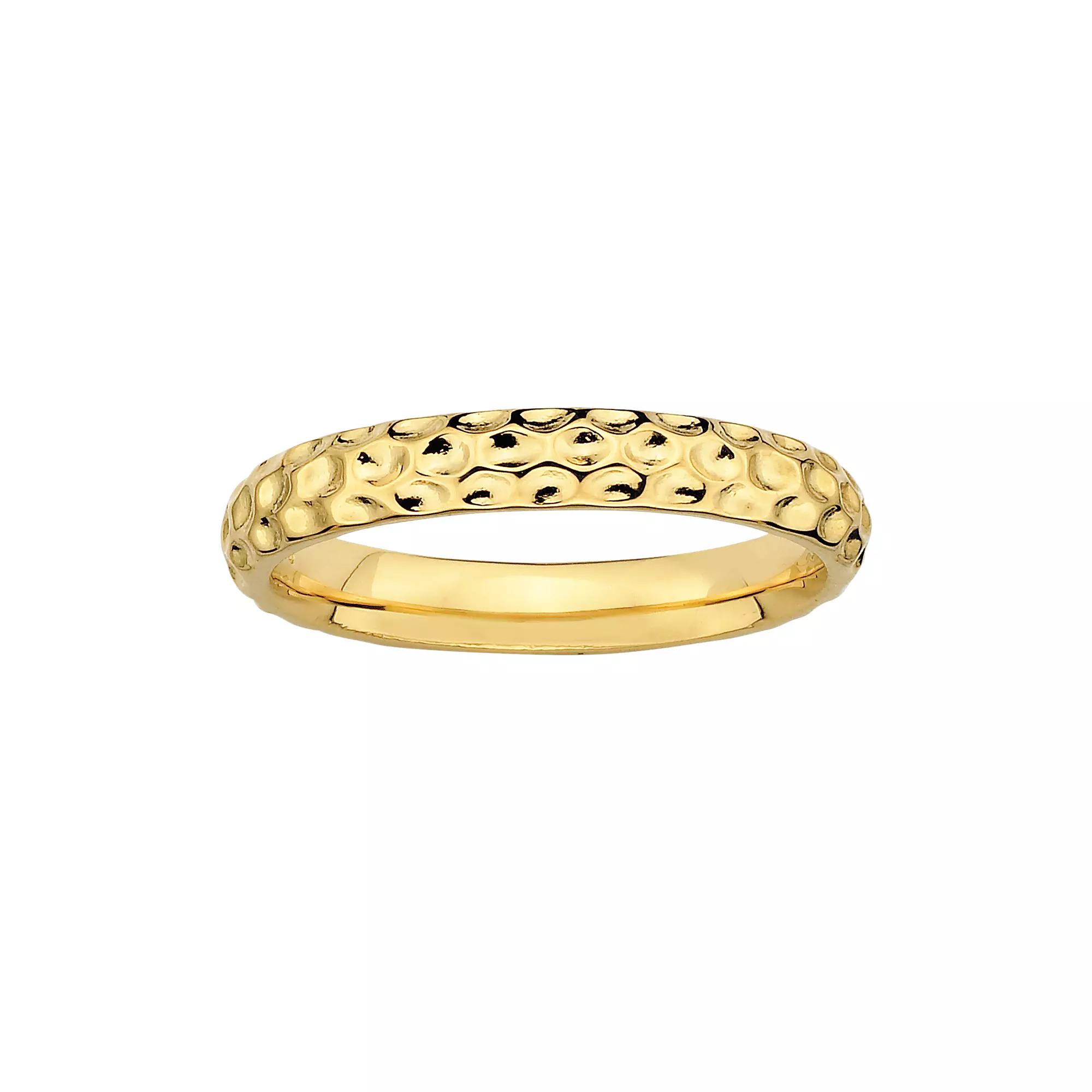 Stacks & Stones 18k Gold Over Silver Hammered Stack Ring, Women's, Size: 10 Product Image