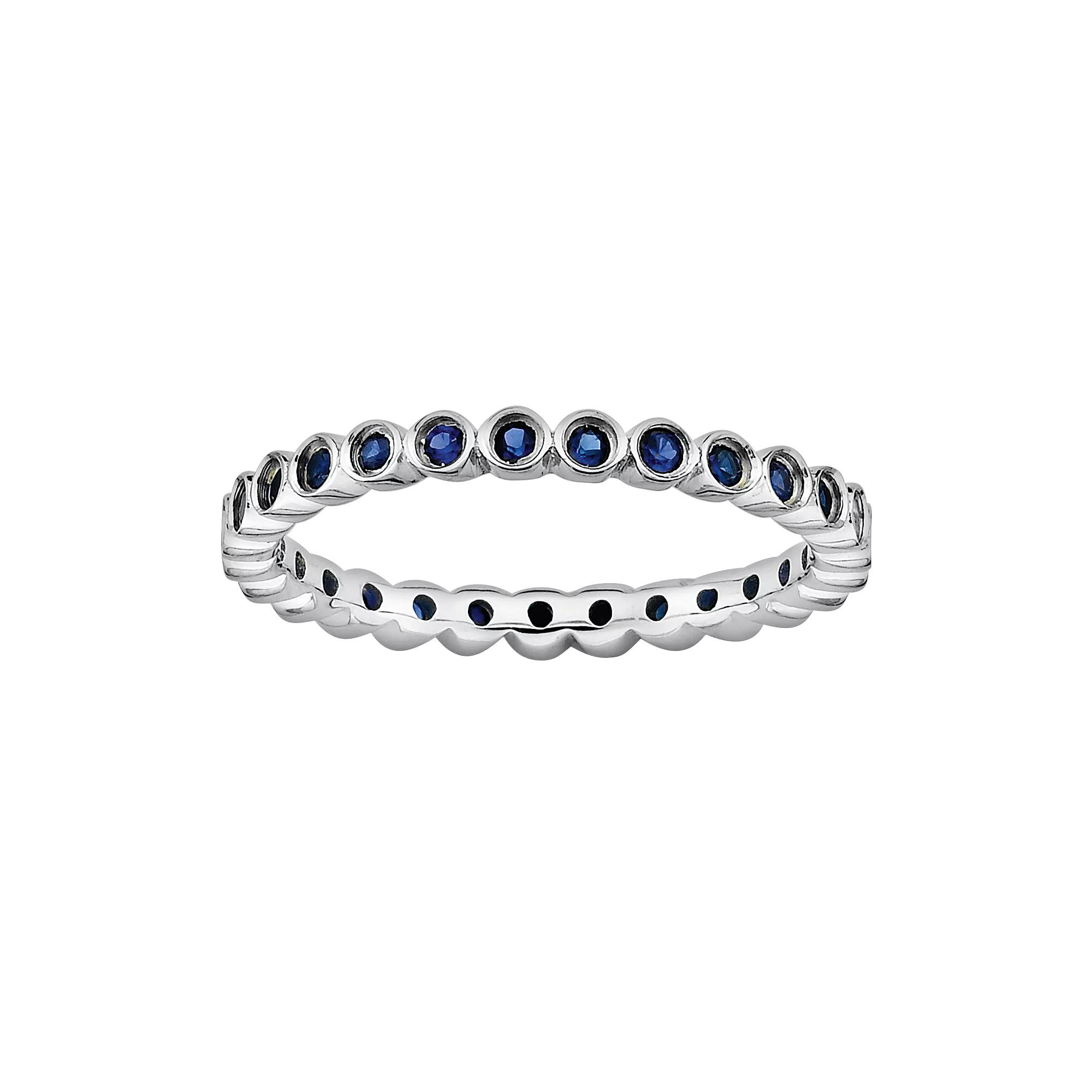 Stacks & Stones Sterling Silver Lab-Created Sapphire Stack Ring, Womens Product Image