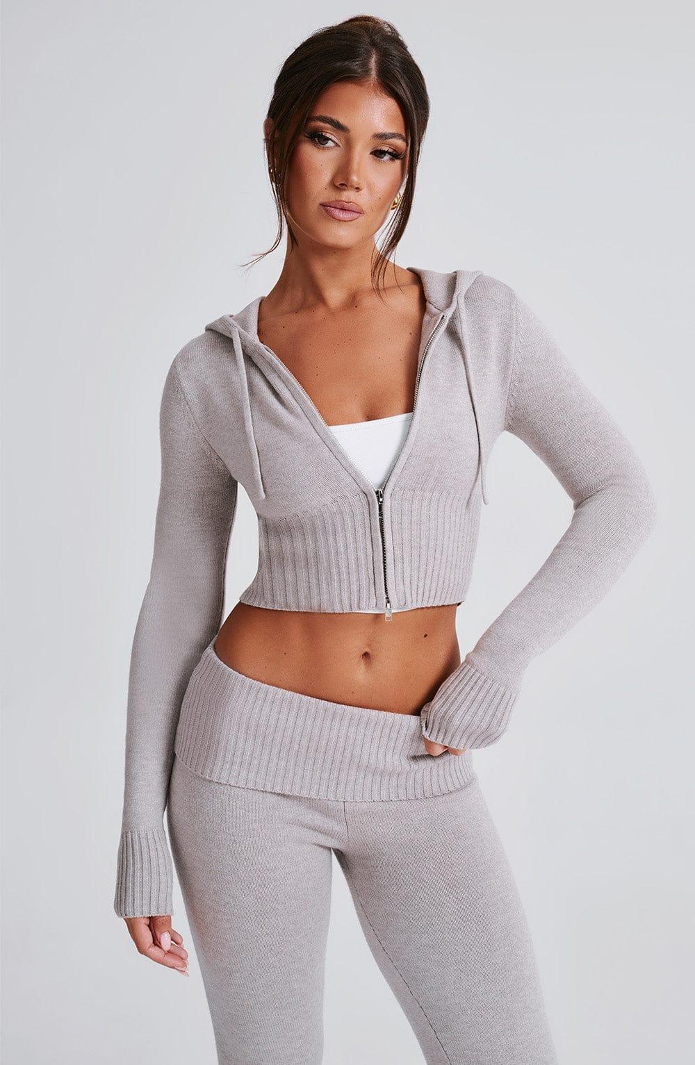 Portia Knit Hoodie - Light Grey Marl Product Image