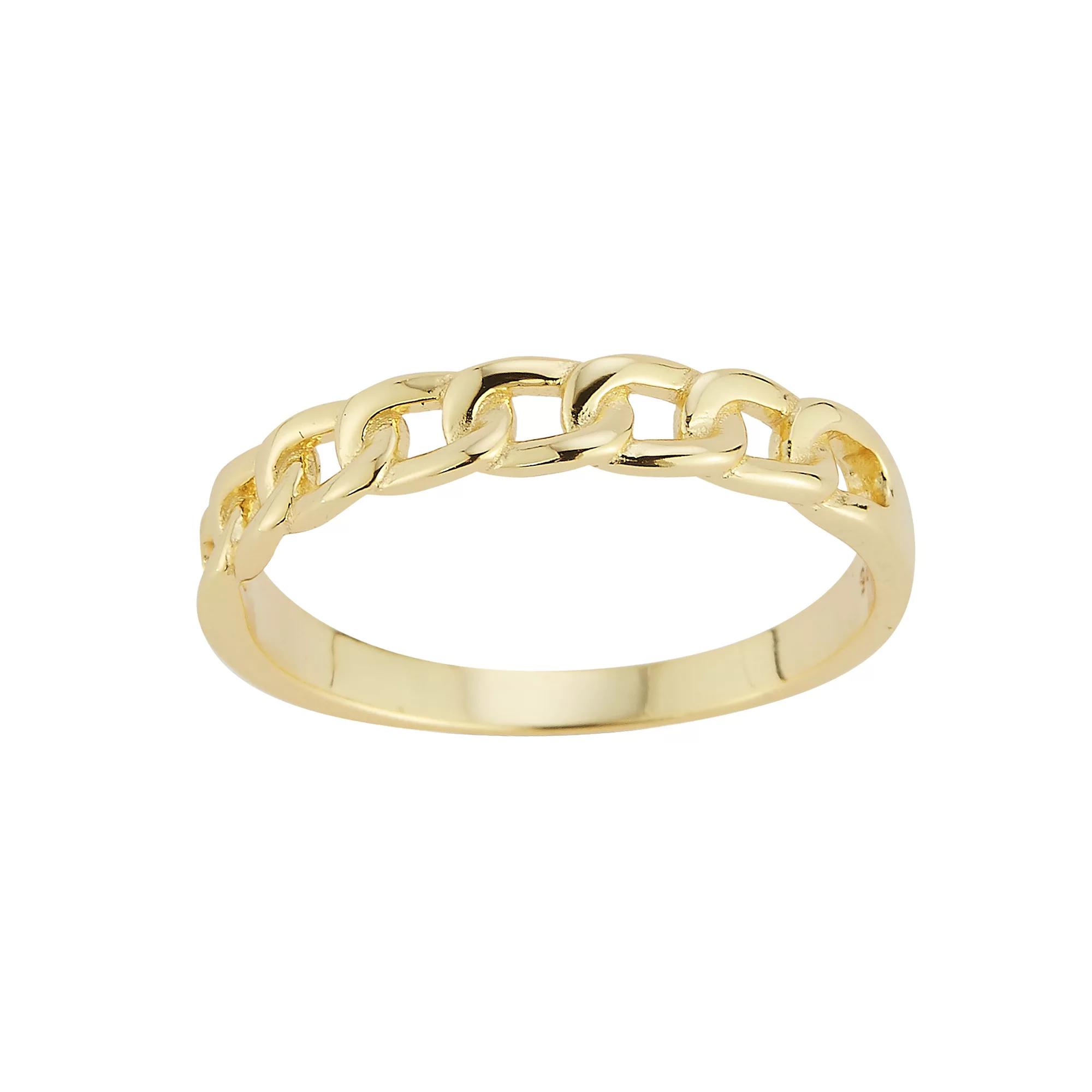 Sunkissed Sterling Sterling Silver Curb Chain Ring, Women's, Size: 8, Gold Tone Product Image