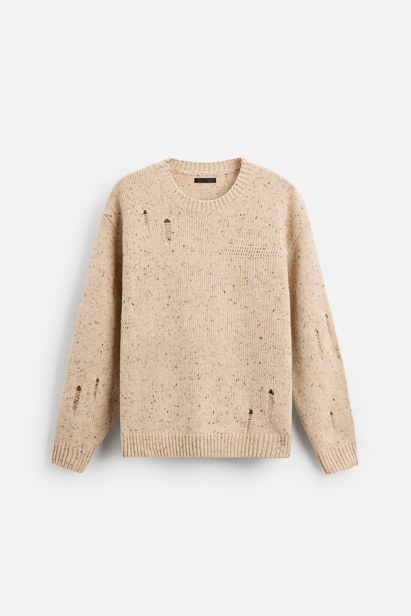 HEATHERED RIPPED EFFECT SWEATER Product Image
