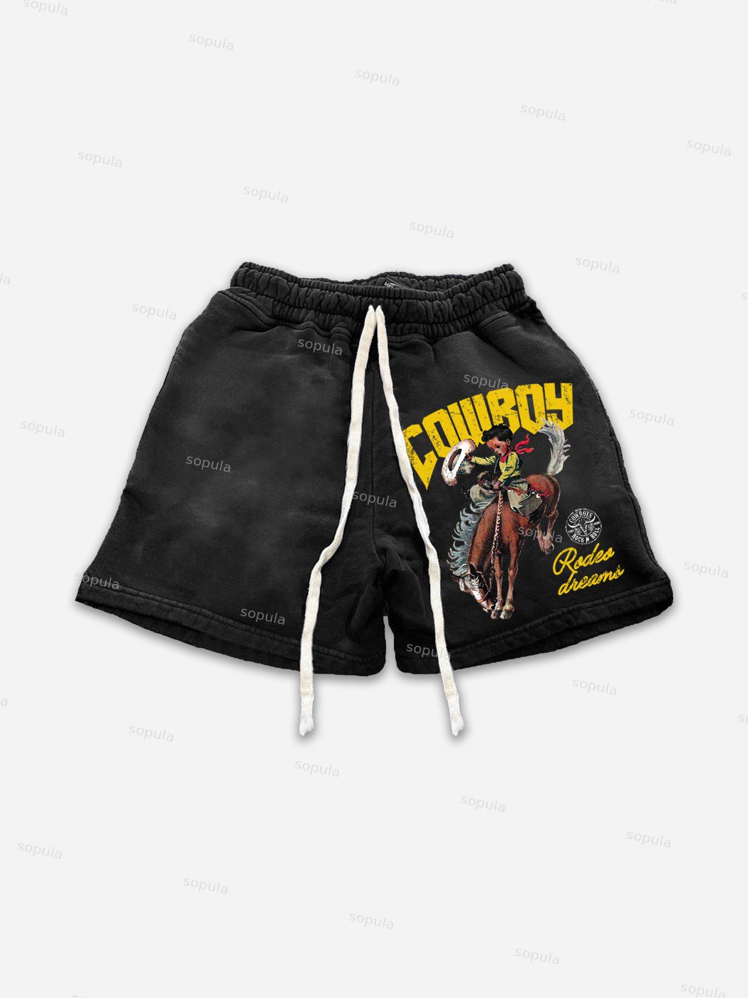Cowboy Rodeo Dreams Print Drawstring Shorts Product Image