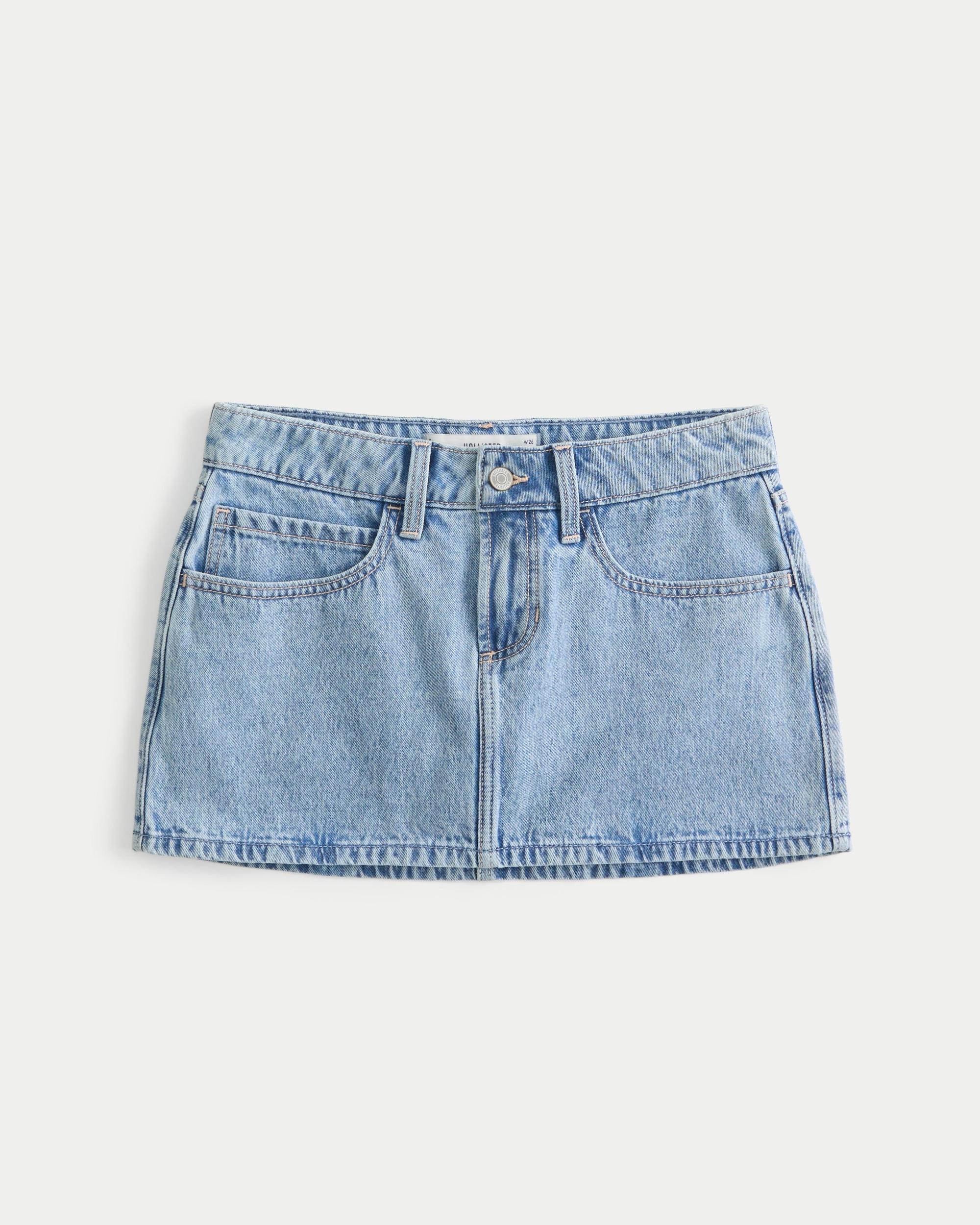 Low-Rise Pink Denim Mini Skort Product Image