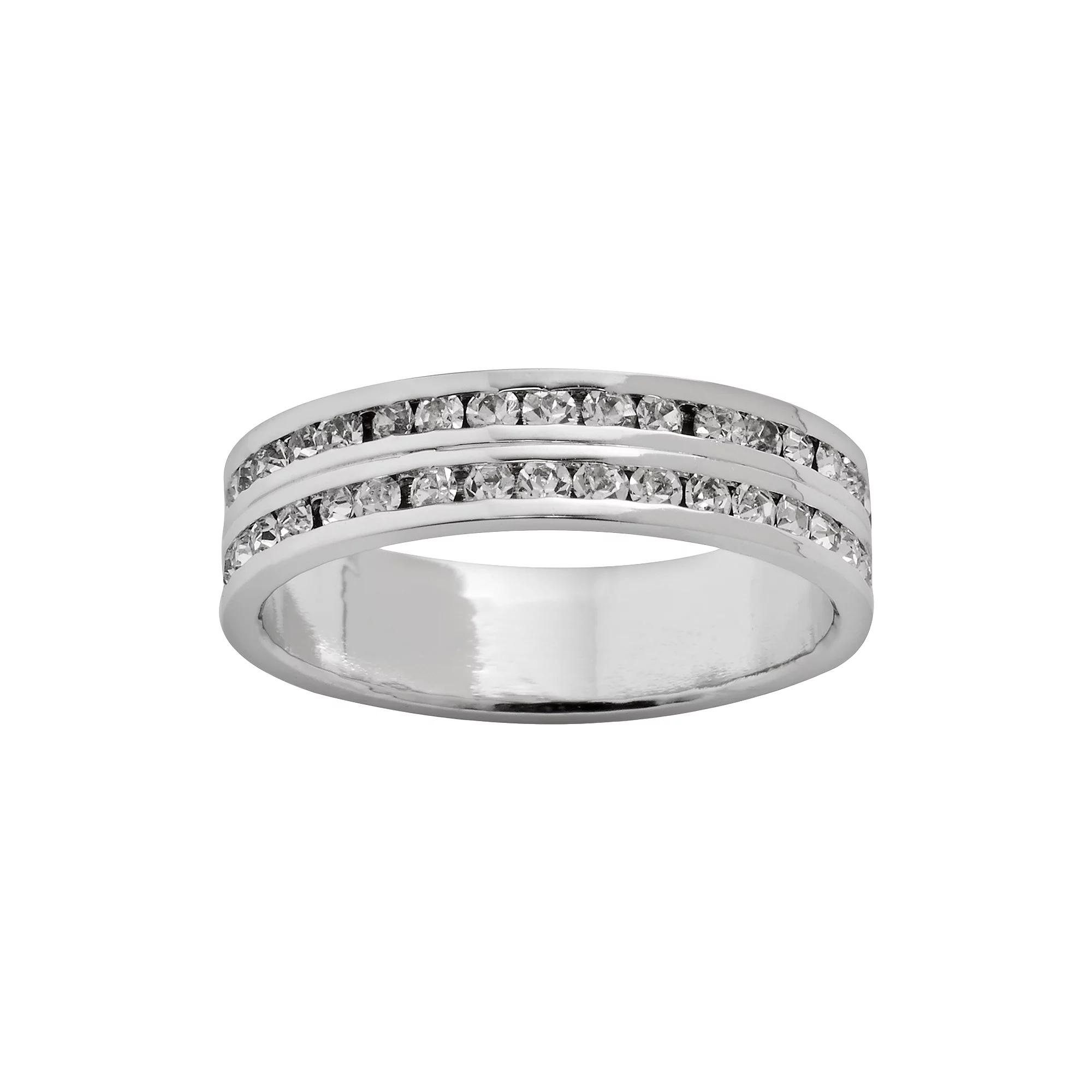 Traditions Jewelry Company Silver-Plated Crystal Eternity Ring Set, Women's,  Product Image