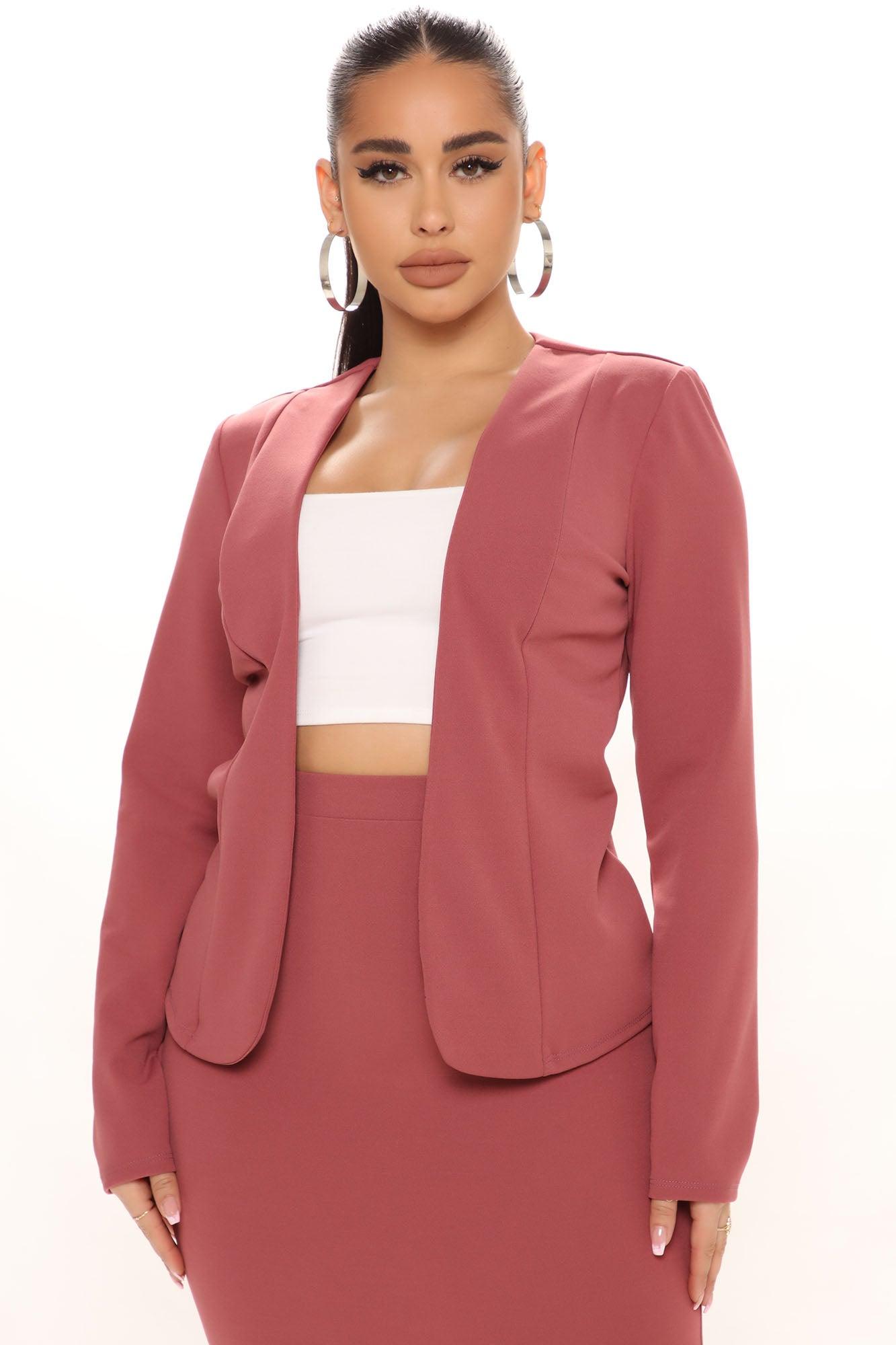 Payin' It Forward Blazer Skirt Set - Mauve Product Image