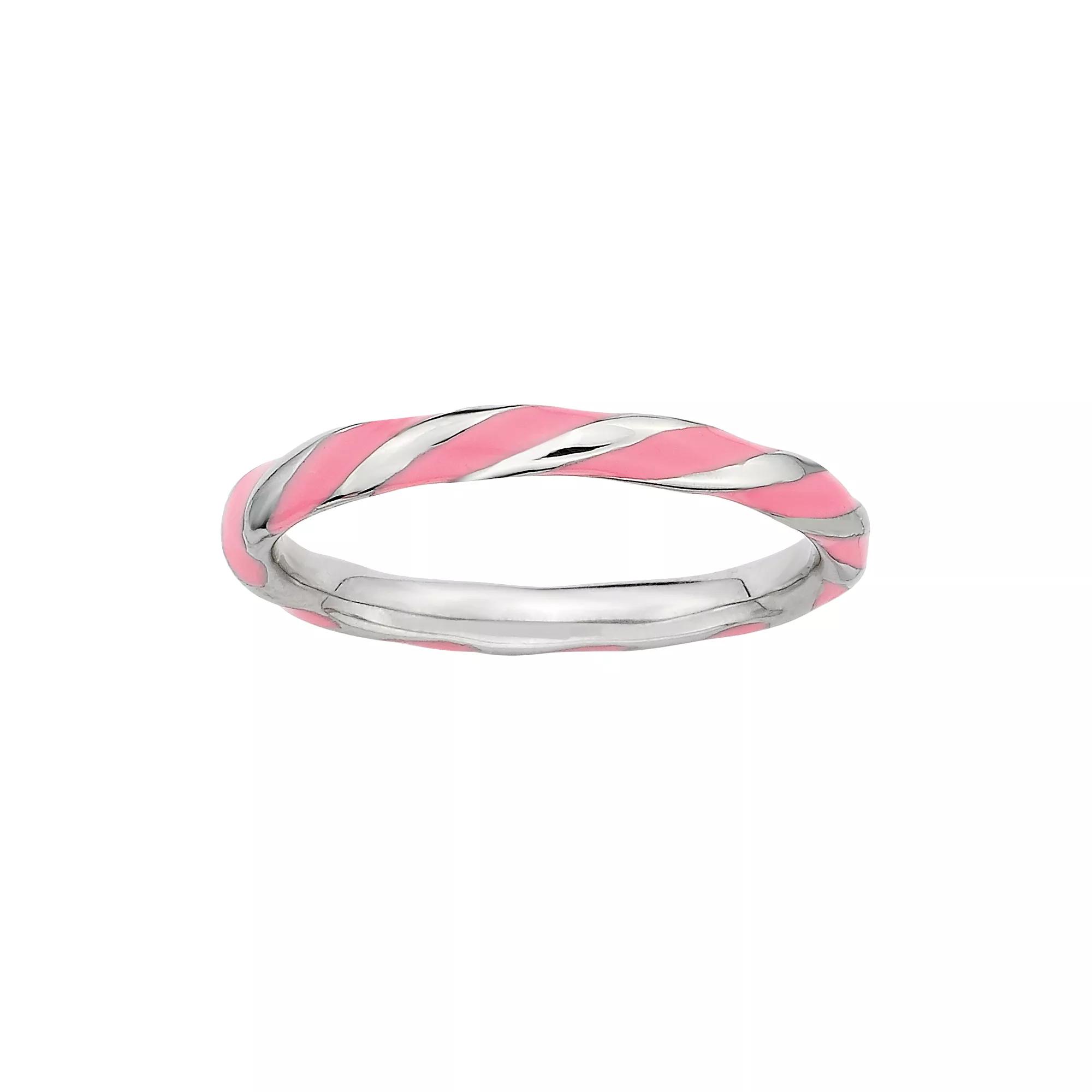 Stacks & Stones Sterling Silver Pink Enamel Twist Stack Ring, Women's,  Product Image