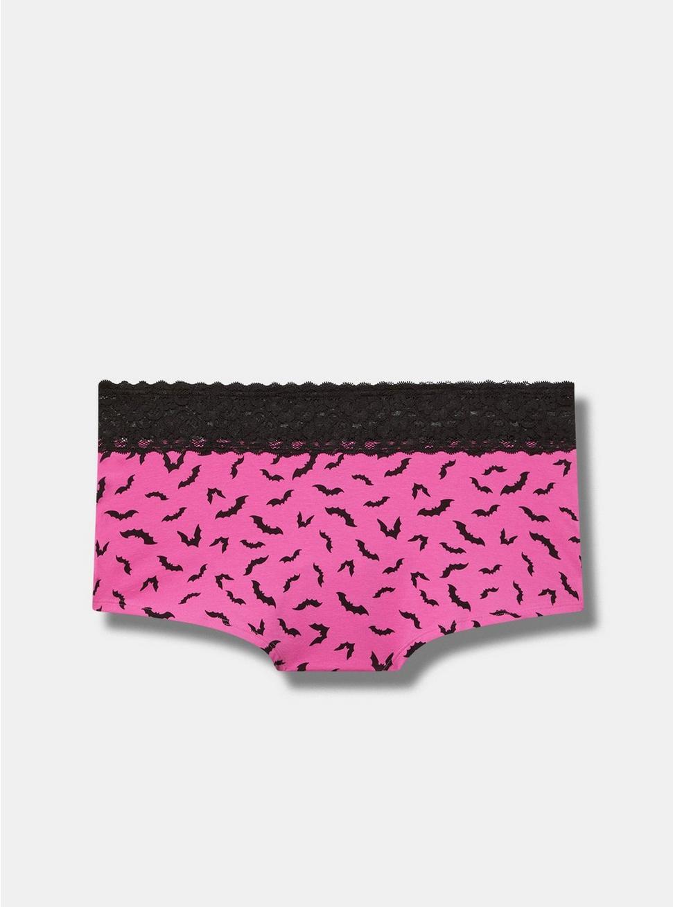 Cotton Mid-Rise Lace Trim Boyshort Panty Product Image