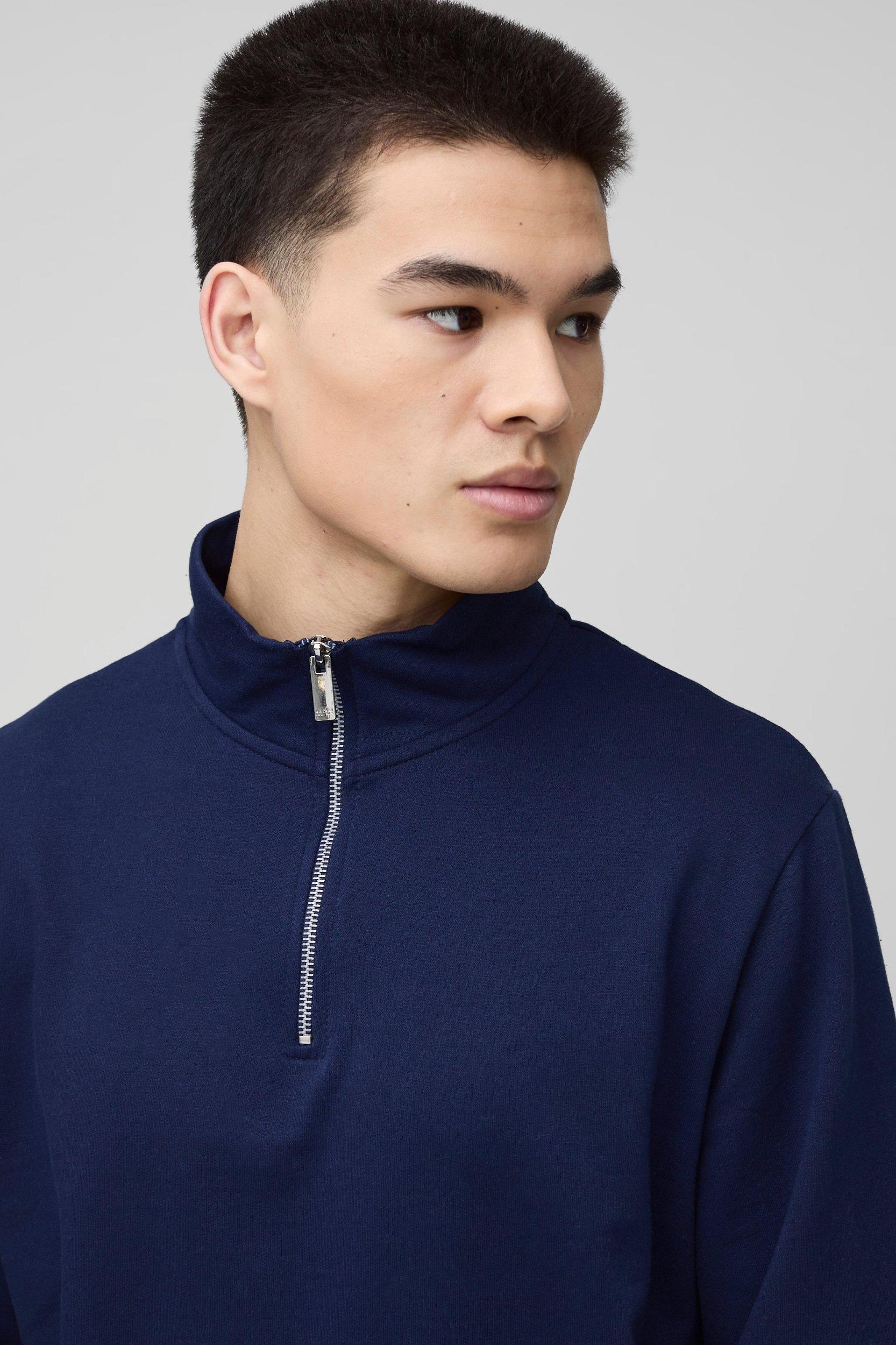 260GSM Loopback Basic Regular Fit Funnel Neck Sweatshirt | boohooMAN USA Product Image