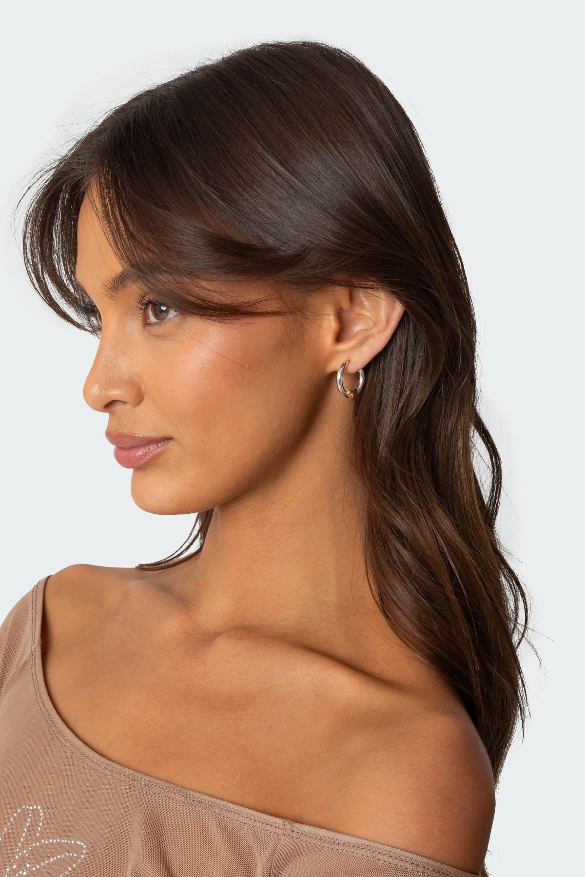 Golden Heart Hoop Earrings Product Image