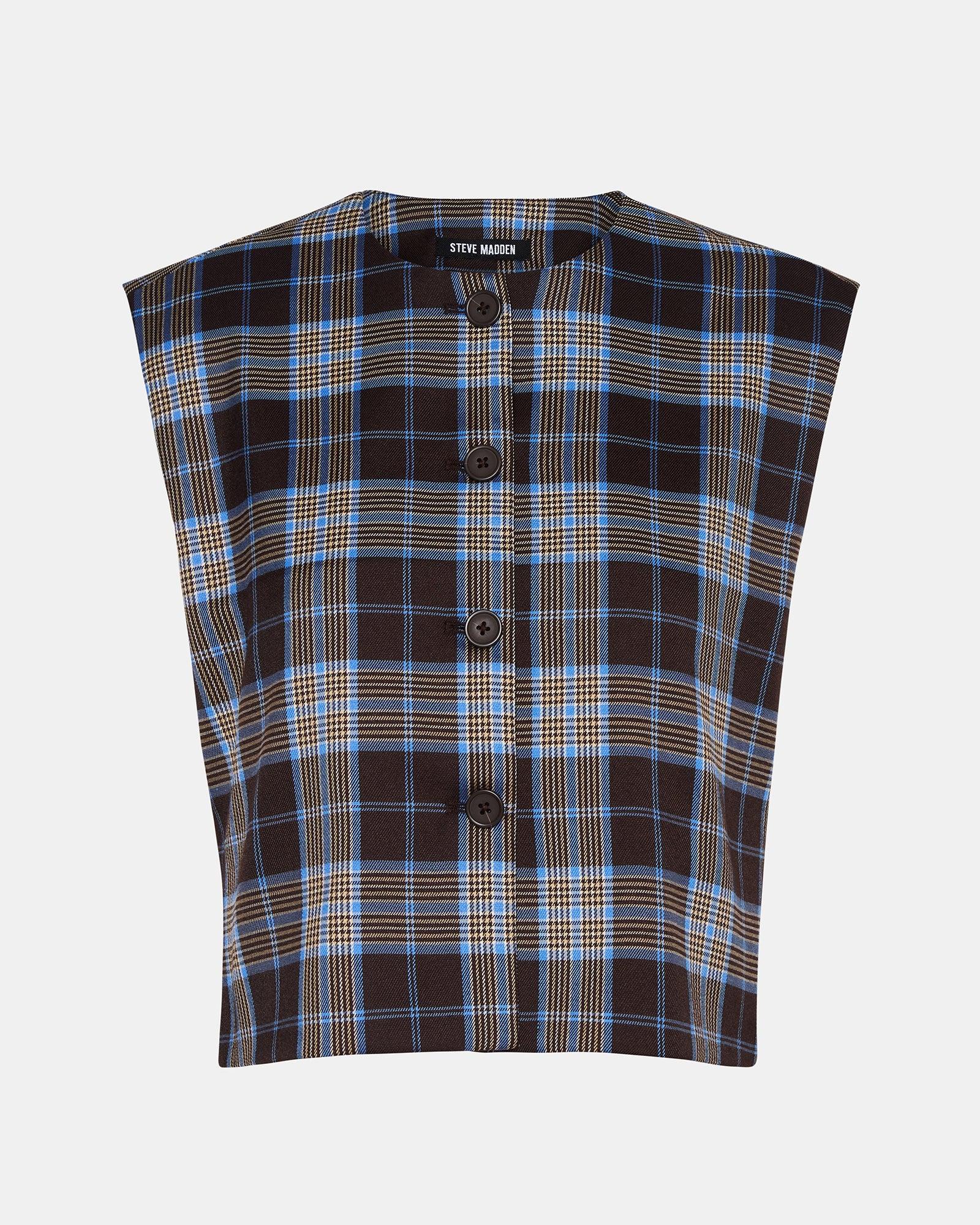 ALESSA TOP BROWN PLAID Female Product Image