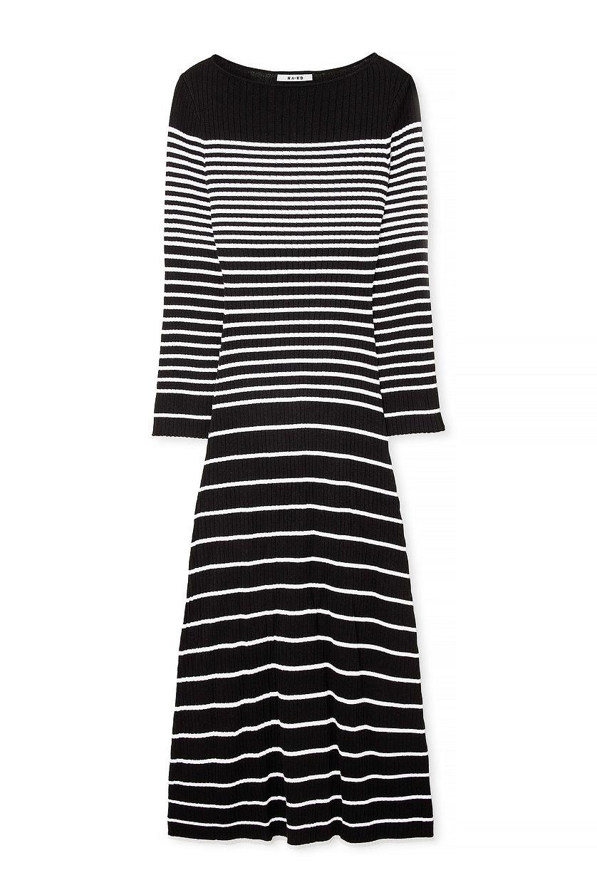 Fine Knitted Striped Midi Dress Product Image