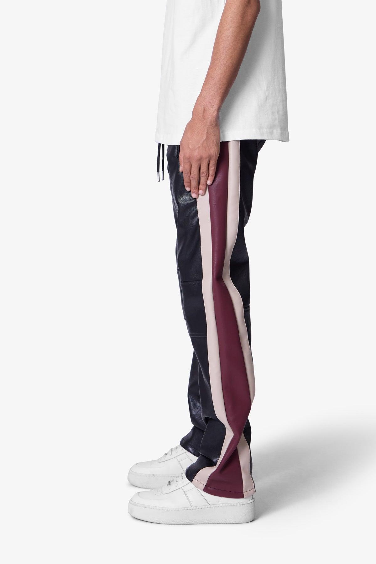 Leather Striped Pants - Black Product Image