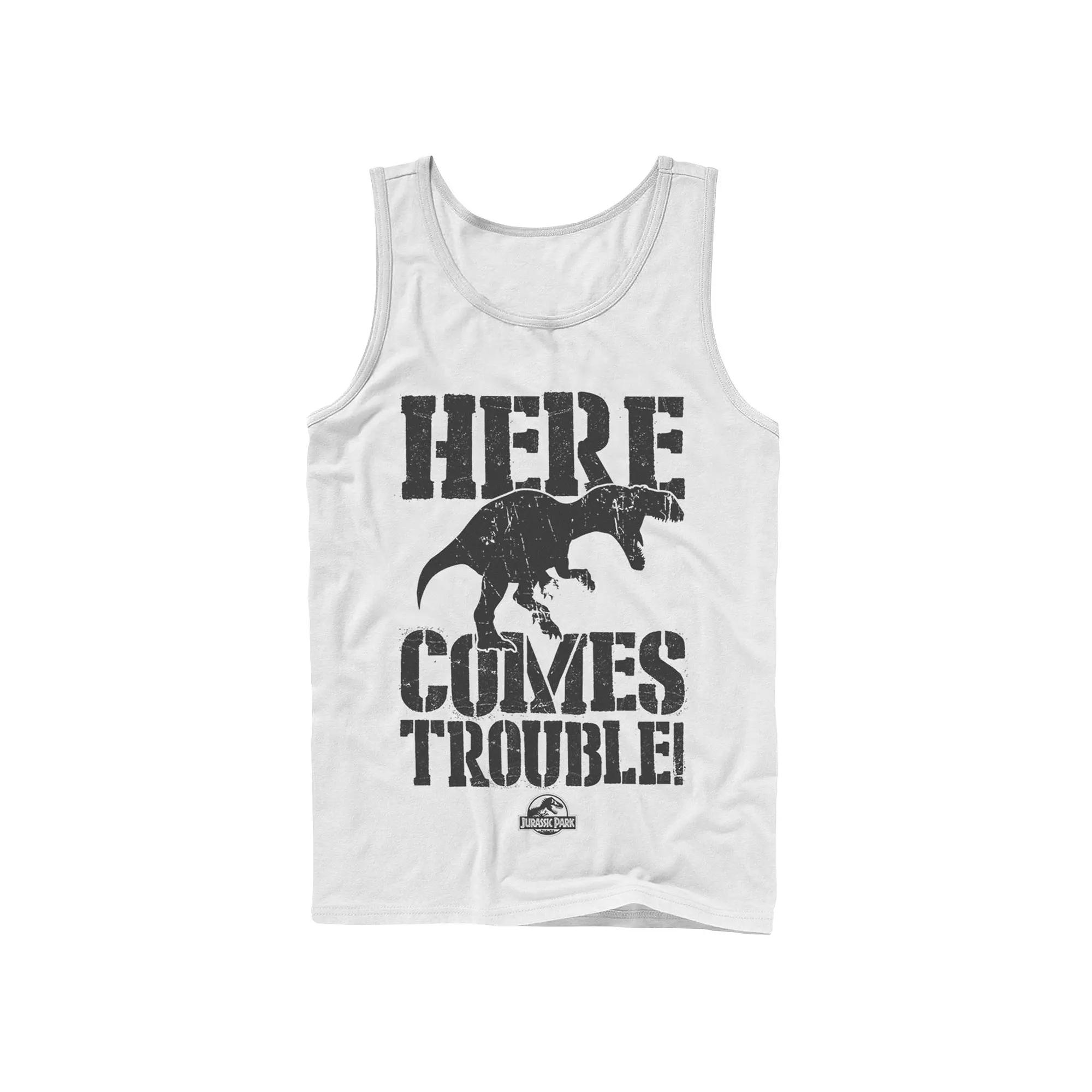 Men's Jurassic Park Here Comes Trouble Tank Top,  Product Image