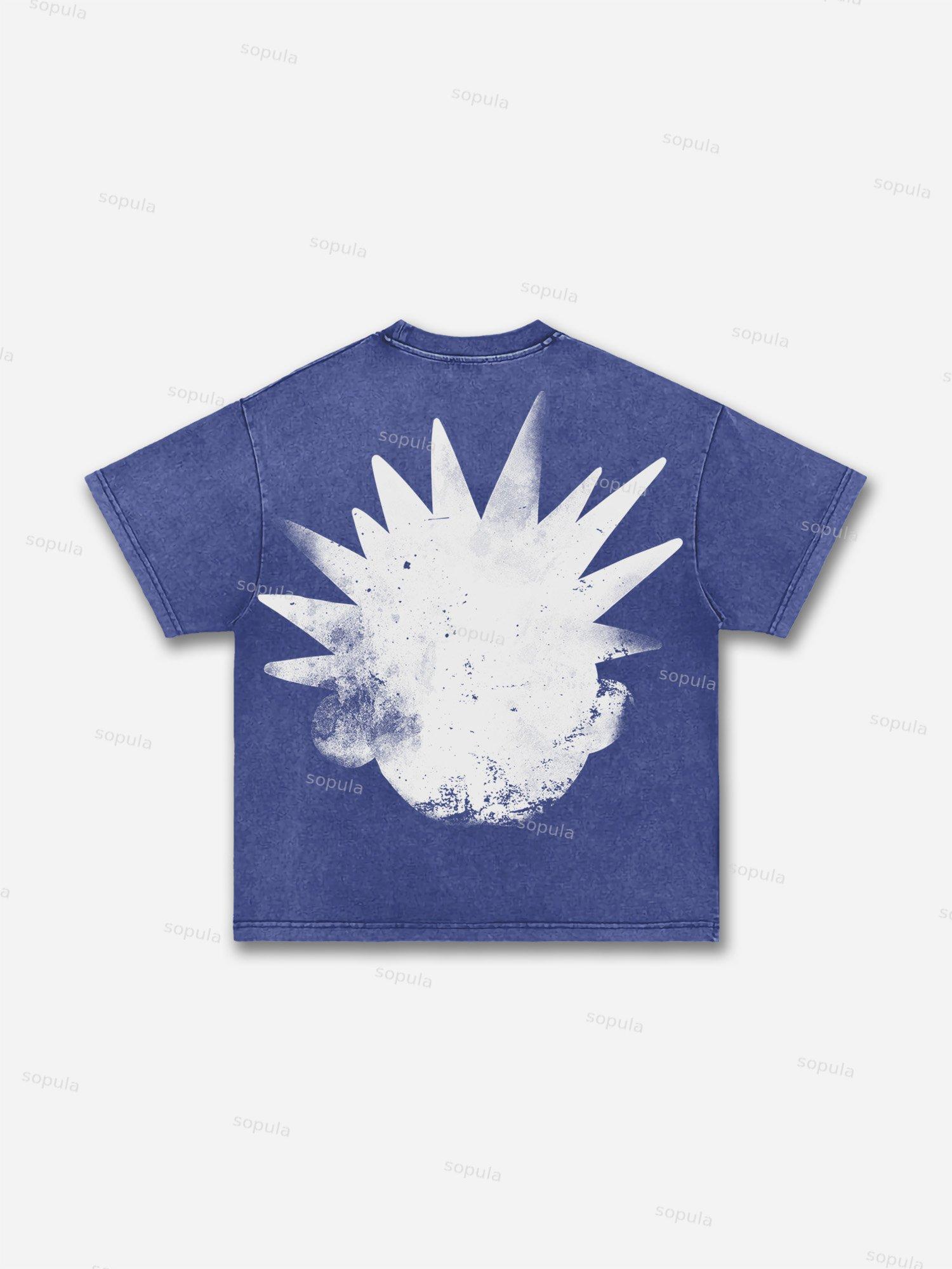 The Brain Explodes Graphic Street Retro Washed T-Shirt Product Image