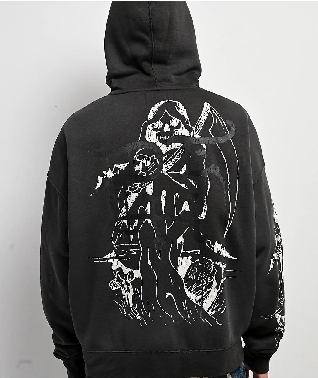 Ed Hardy Skeletons Sunfade Grey Zip Hoodie Product Image