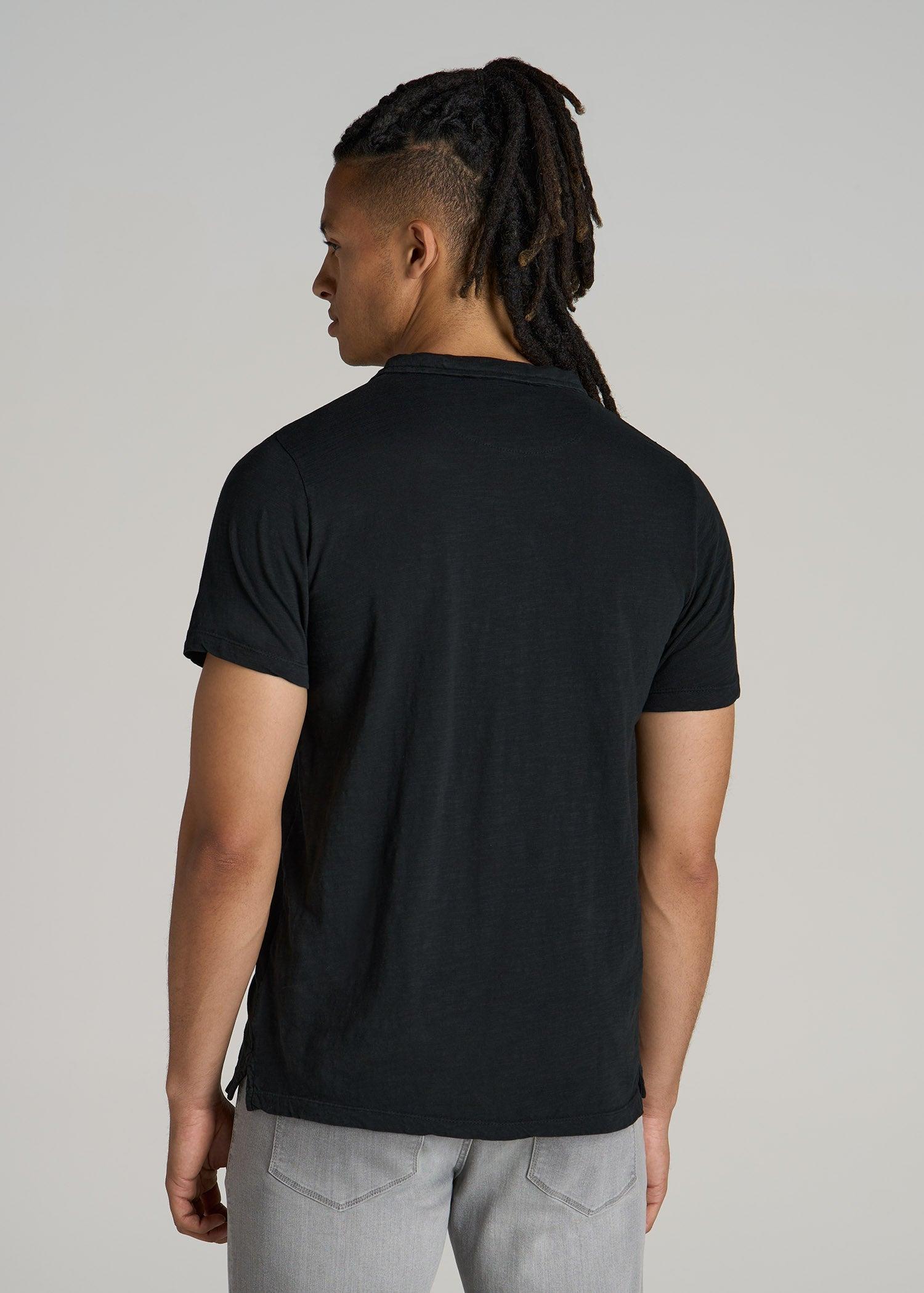 Slub Polo Shirt for Tall Men in Black Male Product Image
