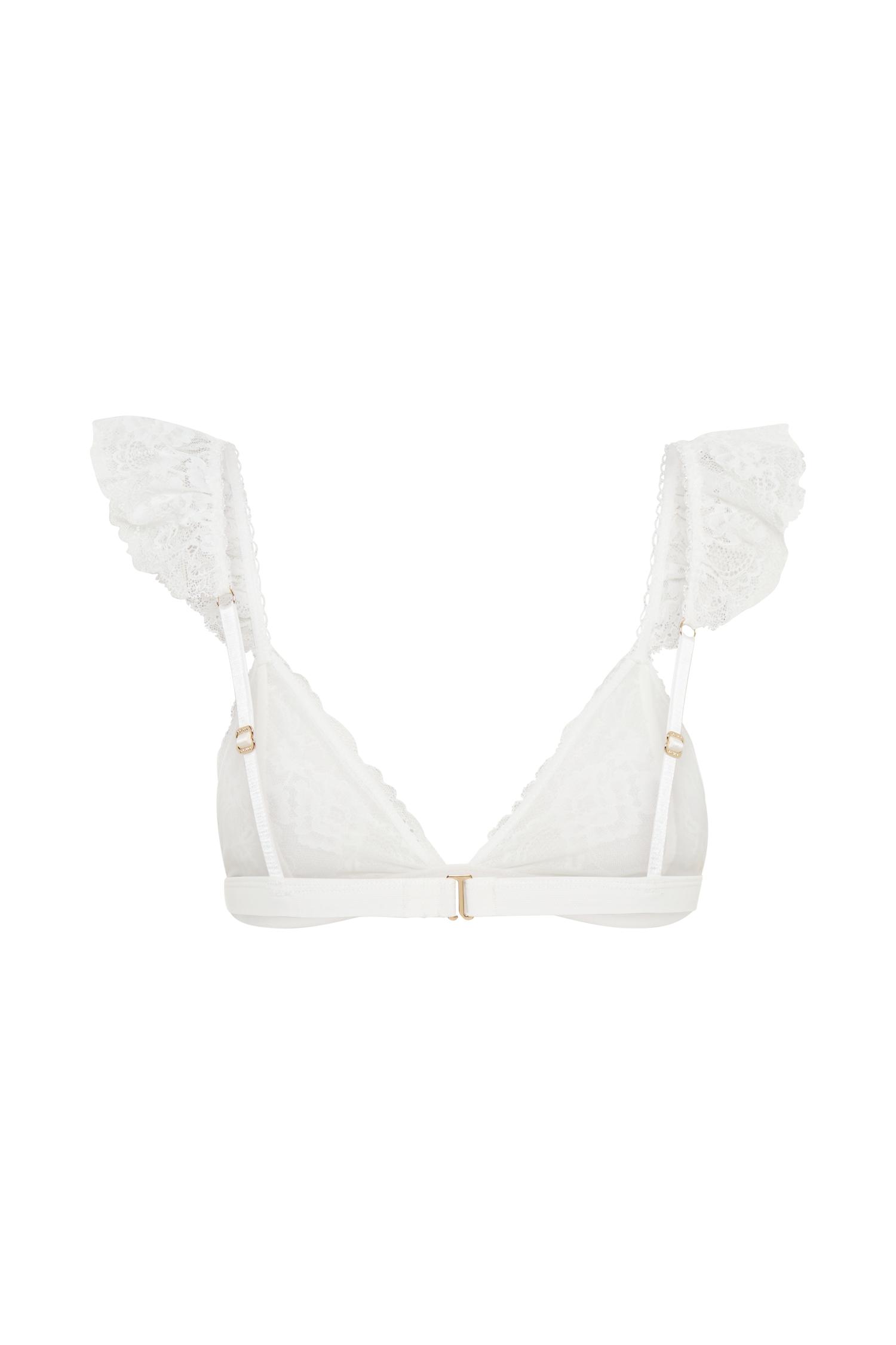 Anniston Lace Frill Triangle Bralette - White Product Image