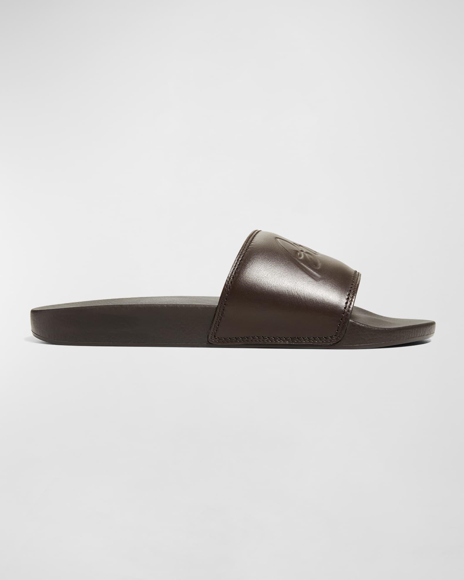 Men's Leather and Rubber Slide Sandals Product Image