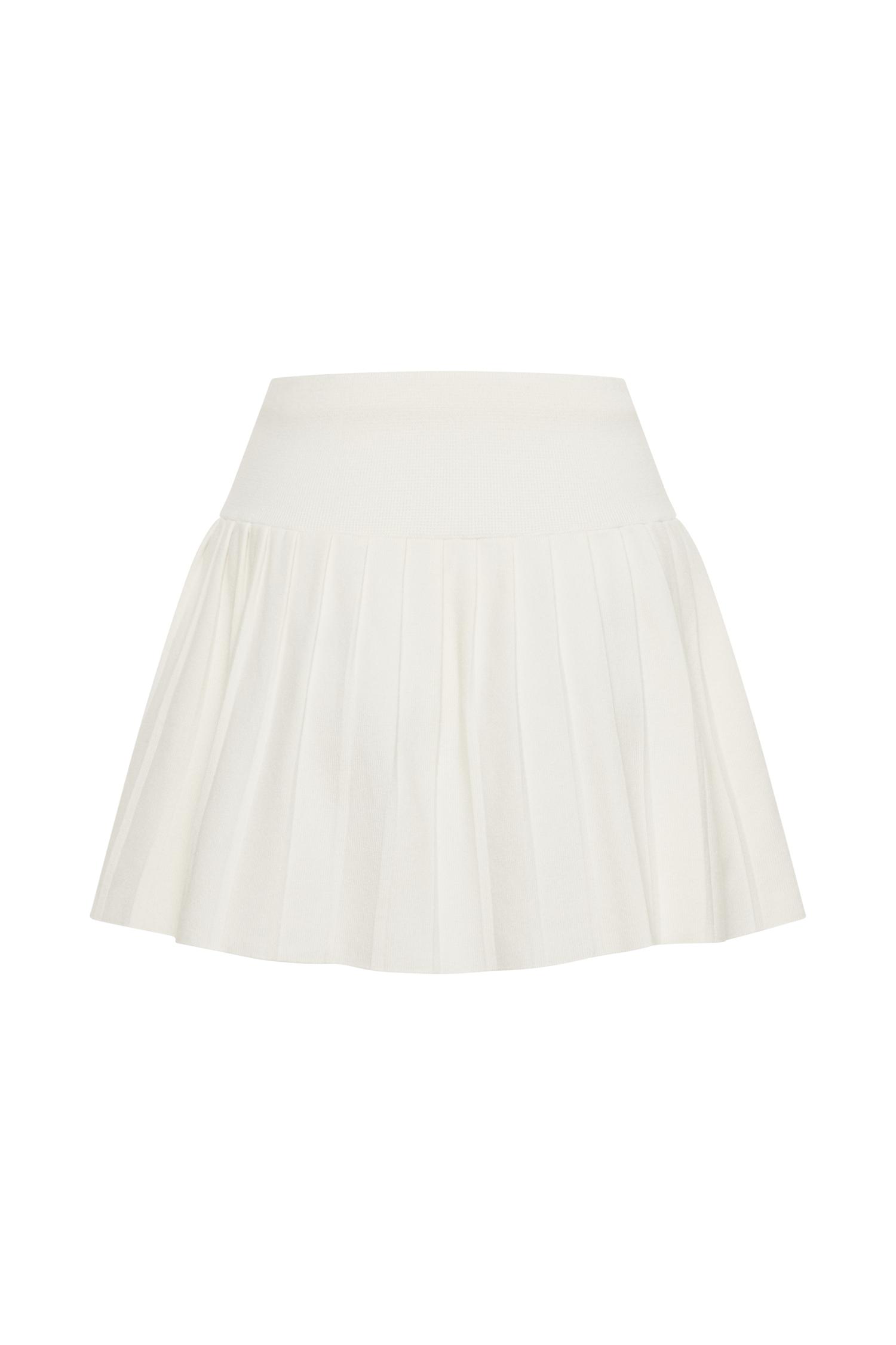 Beverly Knit Pleated Mini Skirt - Ivory Product Image