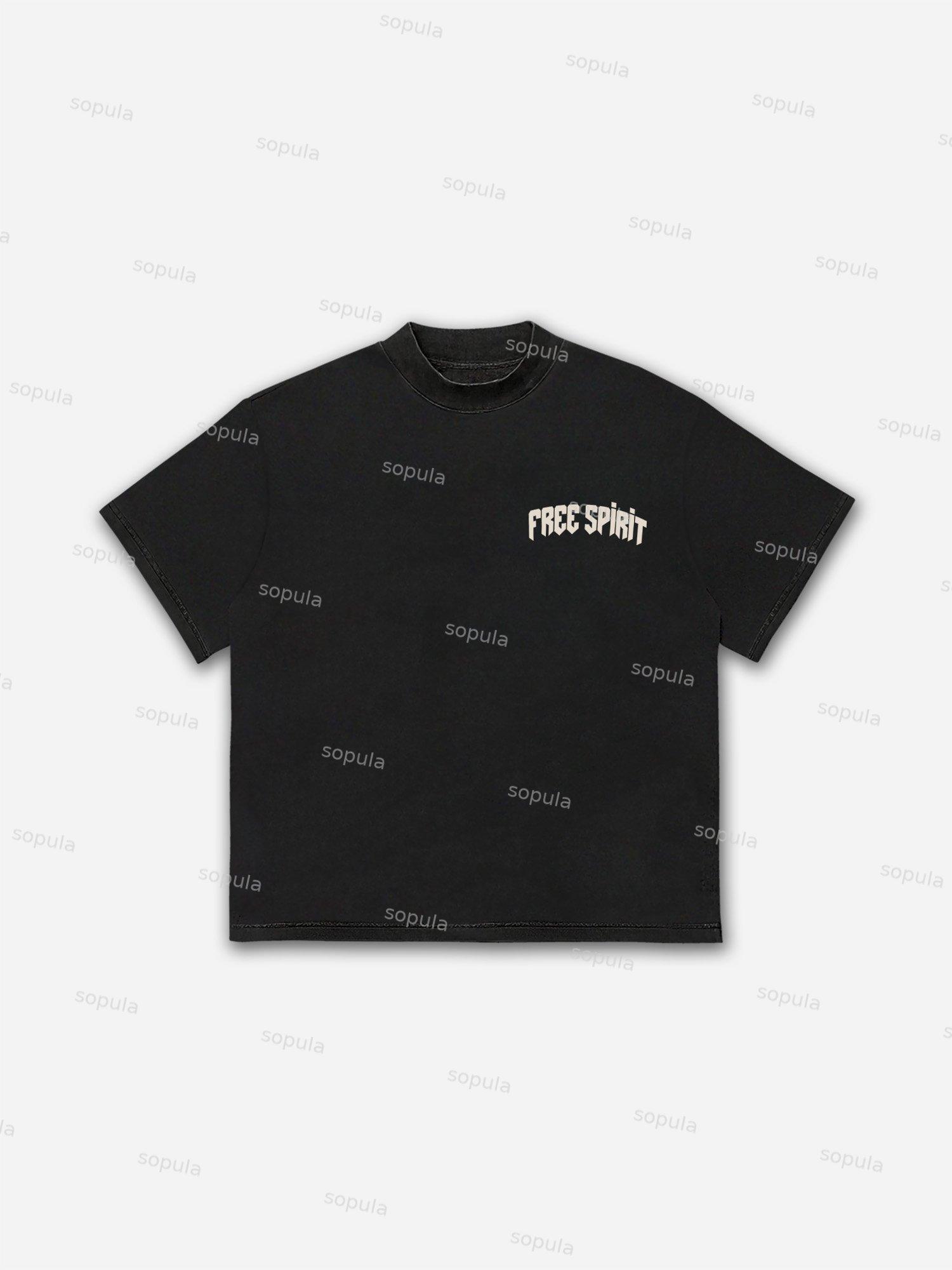 Free Spirit Mask Lips Graphic Cotton T-shirt Product Image