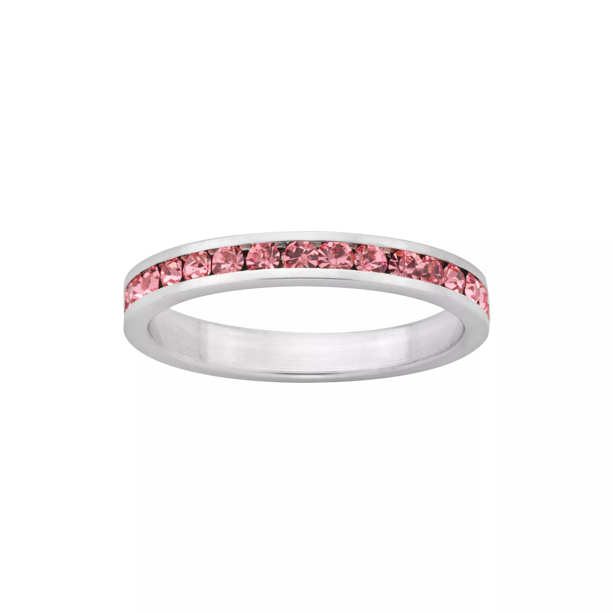 Sterling Silver Pink Crystal Eternity Ring, Women's,  Product Image