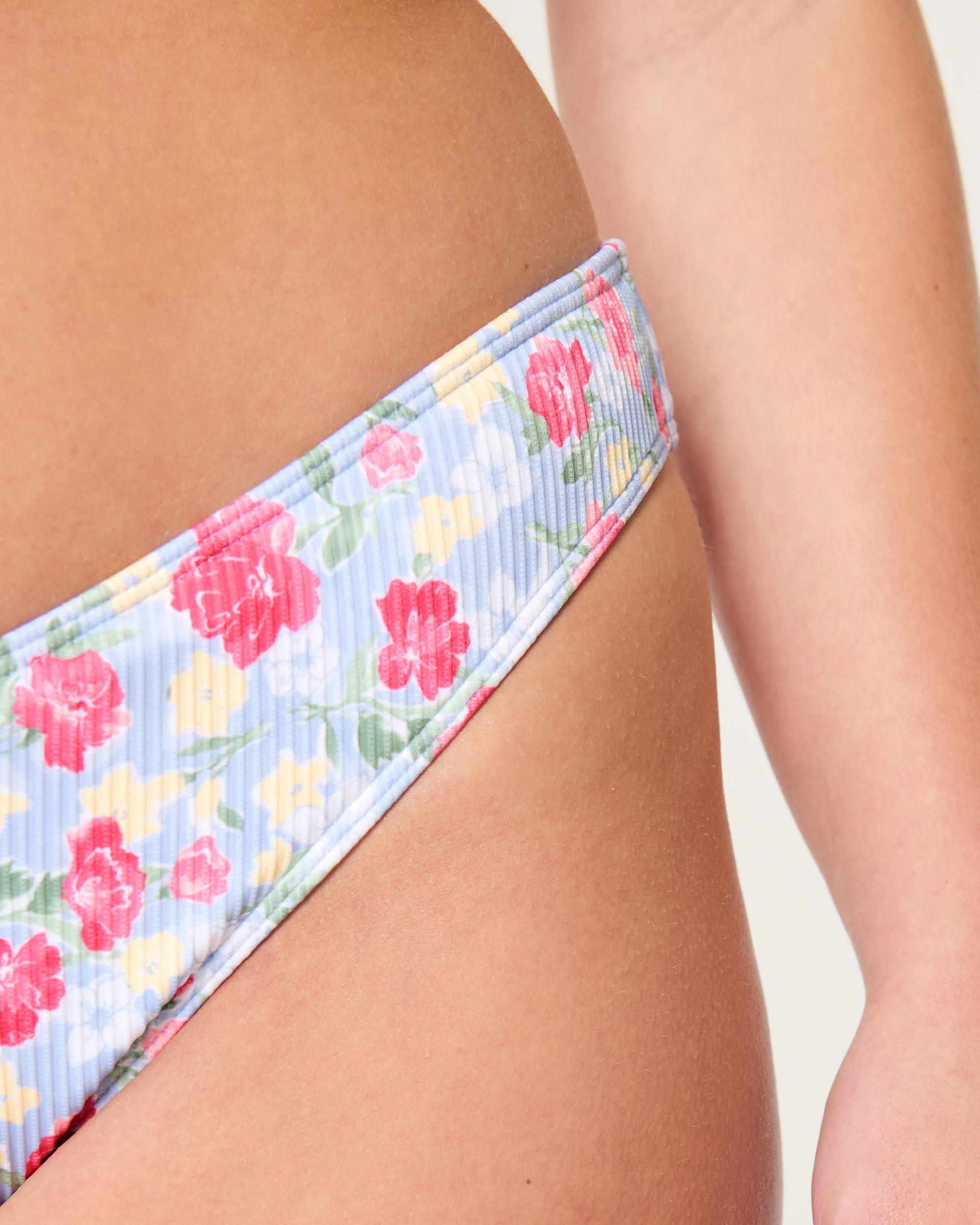 Ribbed V-Front High-Leg Cheeky Bikini Bottom Product Image