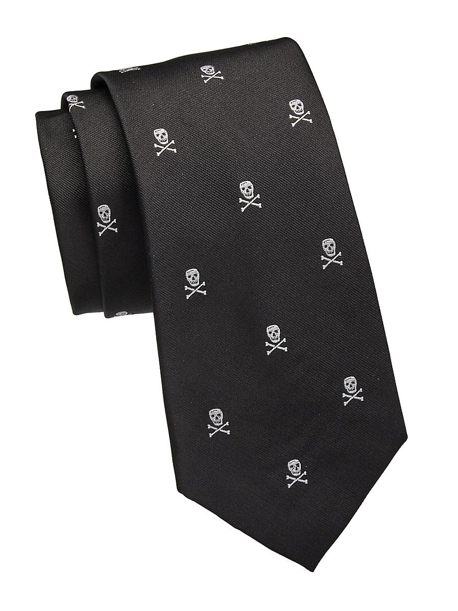 Mens Skull Crossbones Silk Tie Product Image