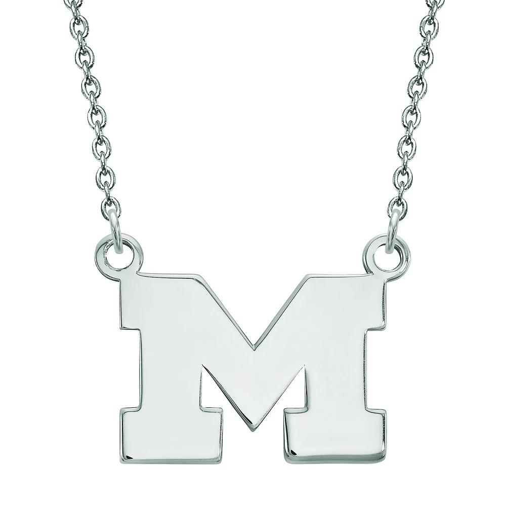 LogoArt Sterling Silver Michigan Wolverines Small Pendant with Necklace, Women's, Size: 18 mm Product Image