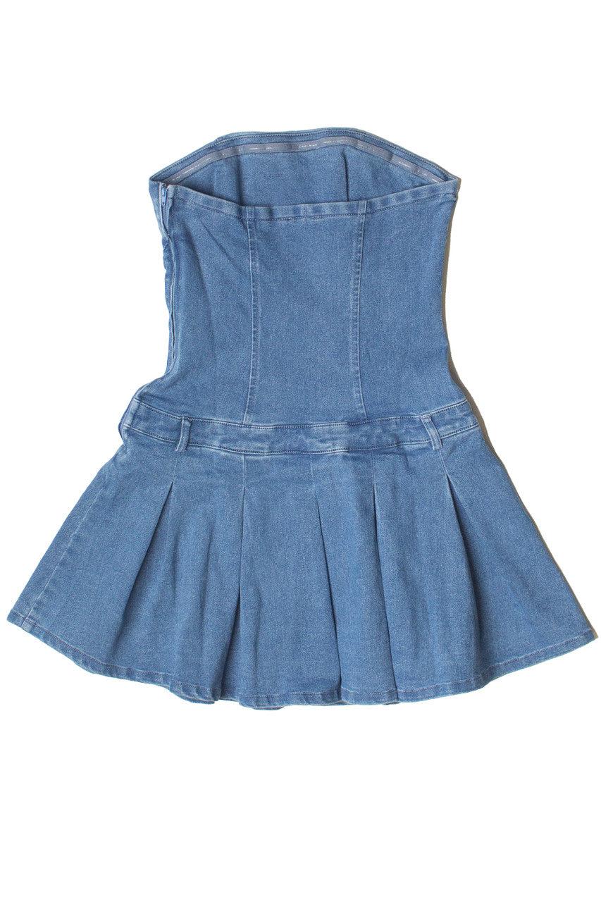 Strapless Denim Pleated Mini Dress Product Image